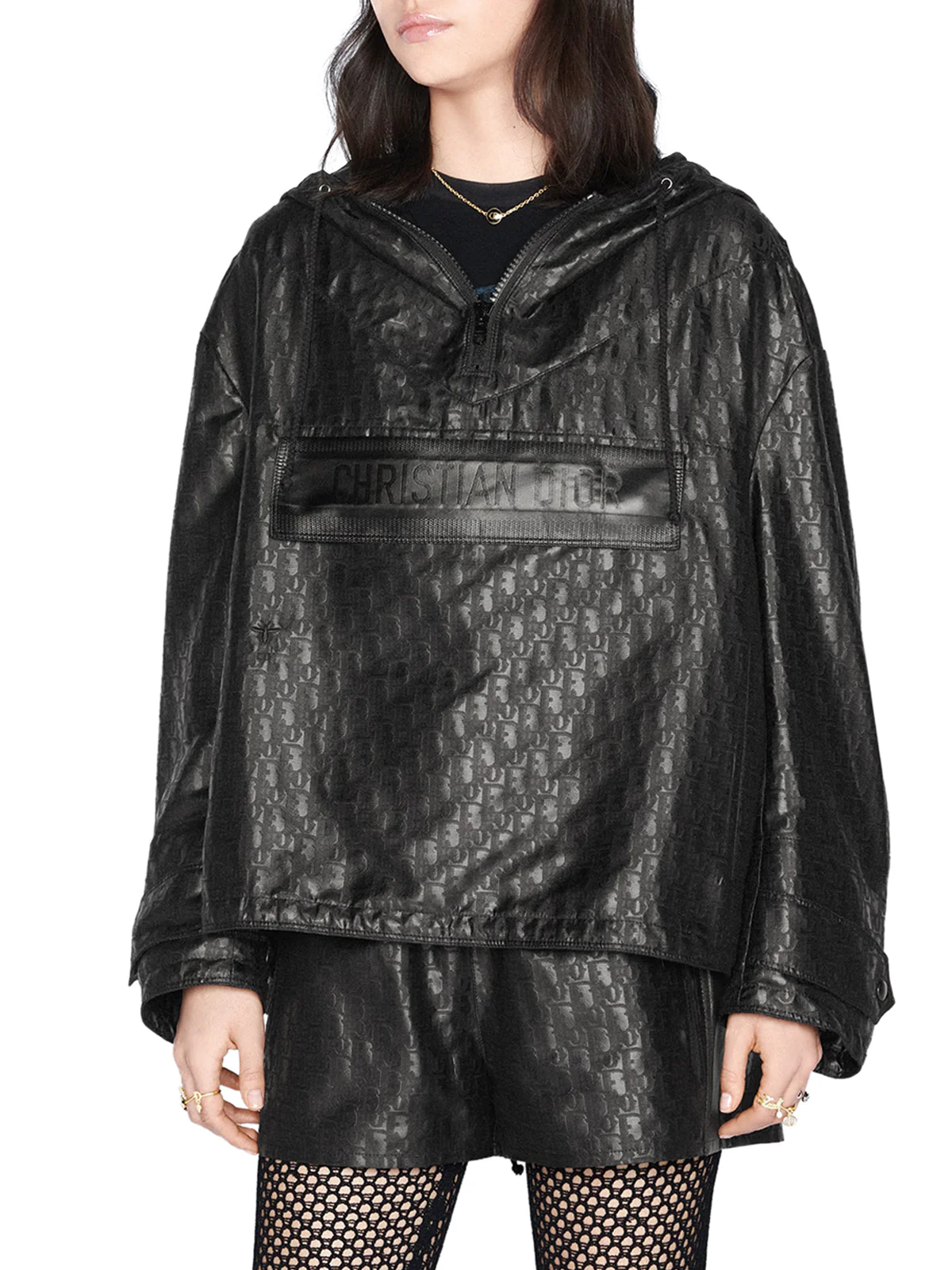 shorts in black technical taffeta jacquard with Dior Oblique motif