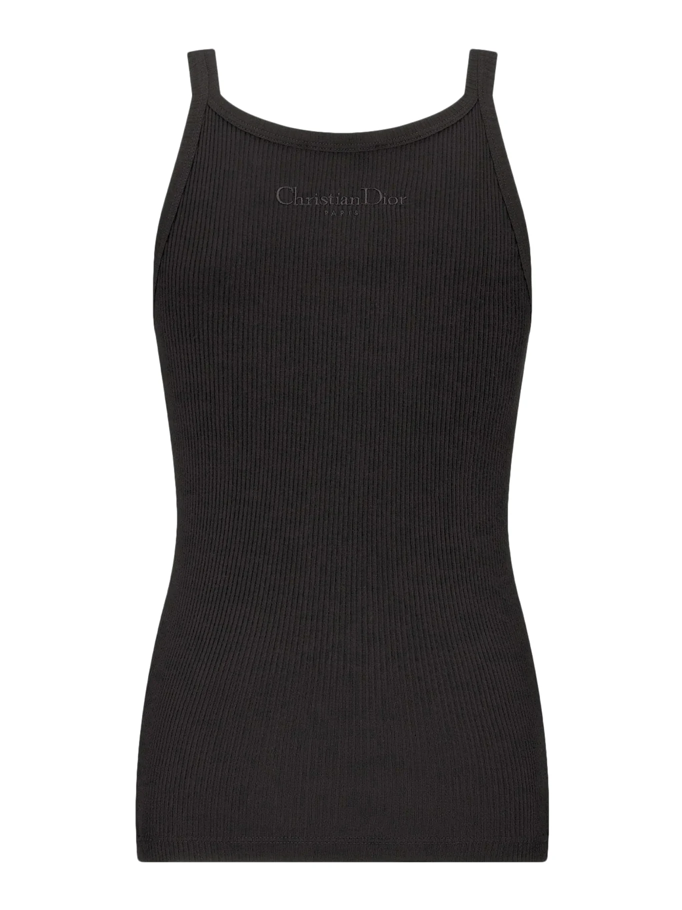 RIBBED WHITE COTTON JERSEY TANK TOP - Image 2