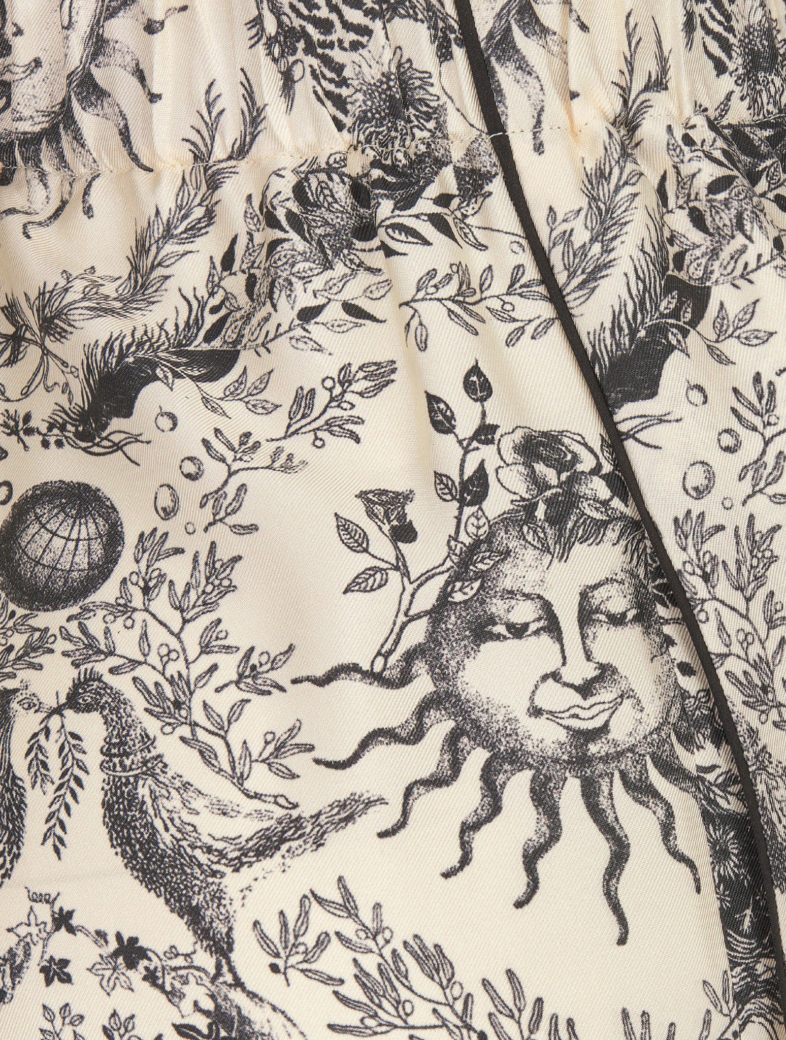 Trousers White and gray Toile de Jouy Soleil silk twill - Image 4