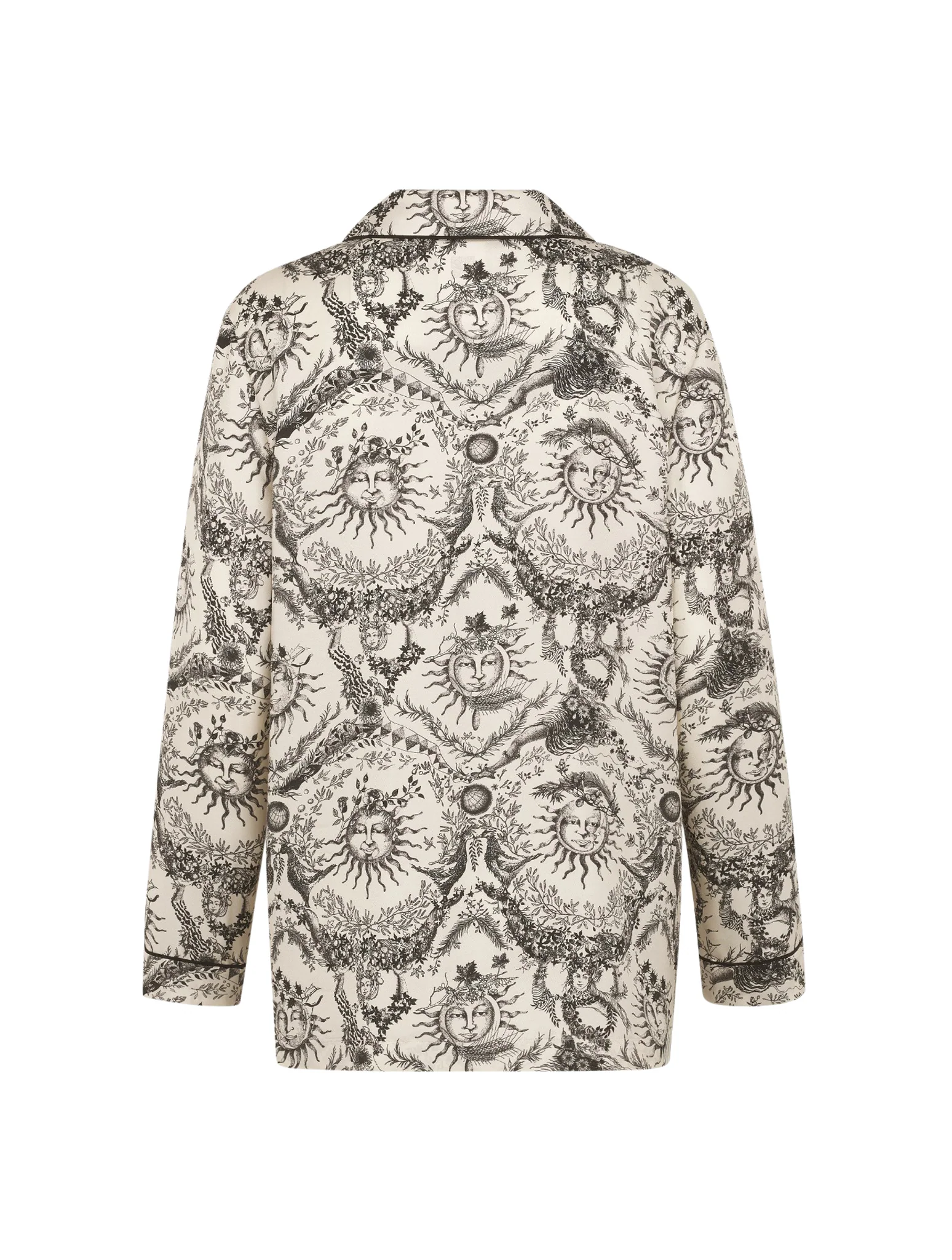 white and gray Toile de Jouy Soleil silk twill shirt - Image 2