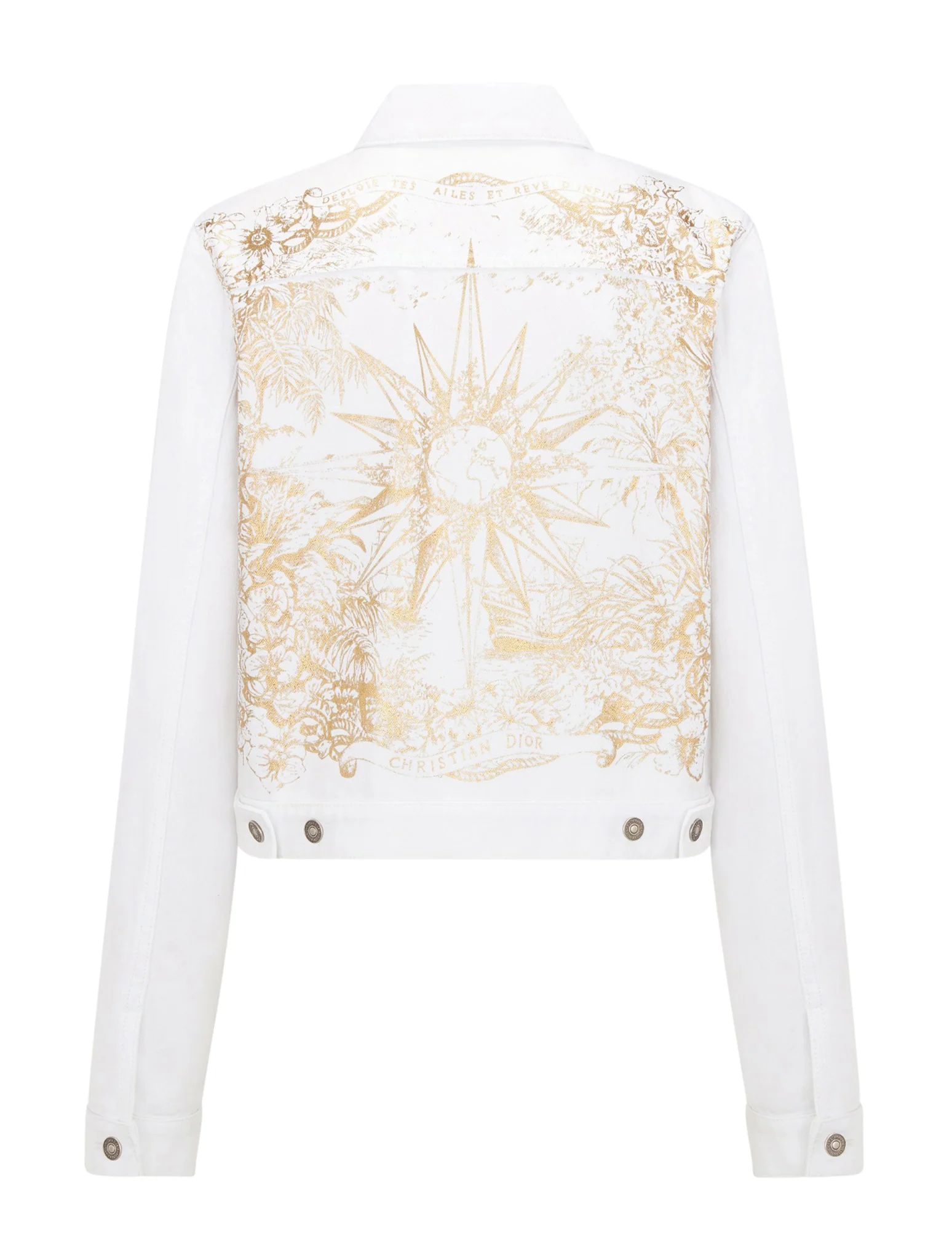 White cotton denim with gold Rêve d`Infini motif - Image 6