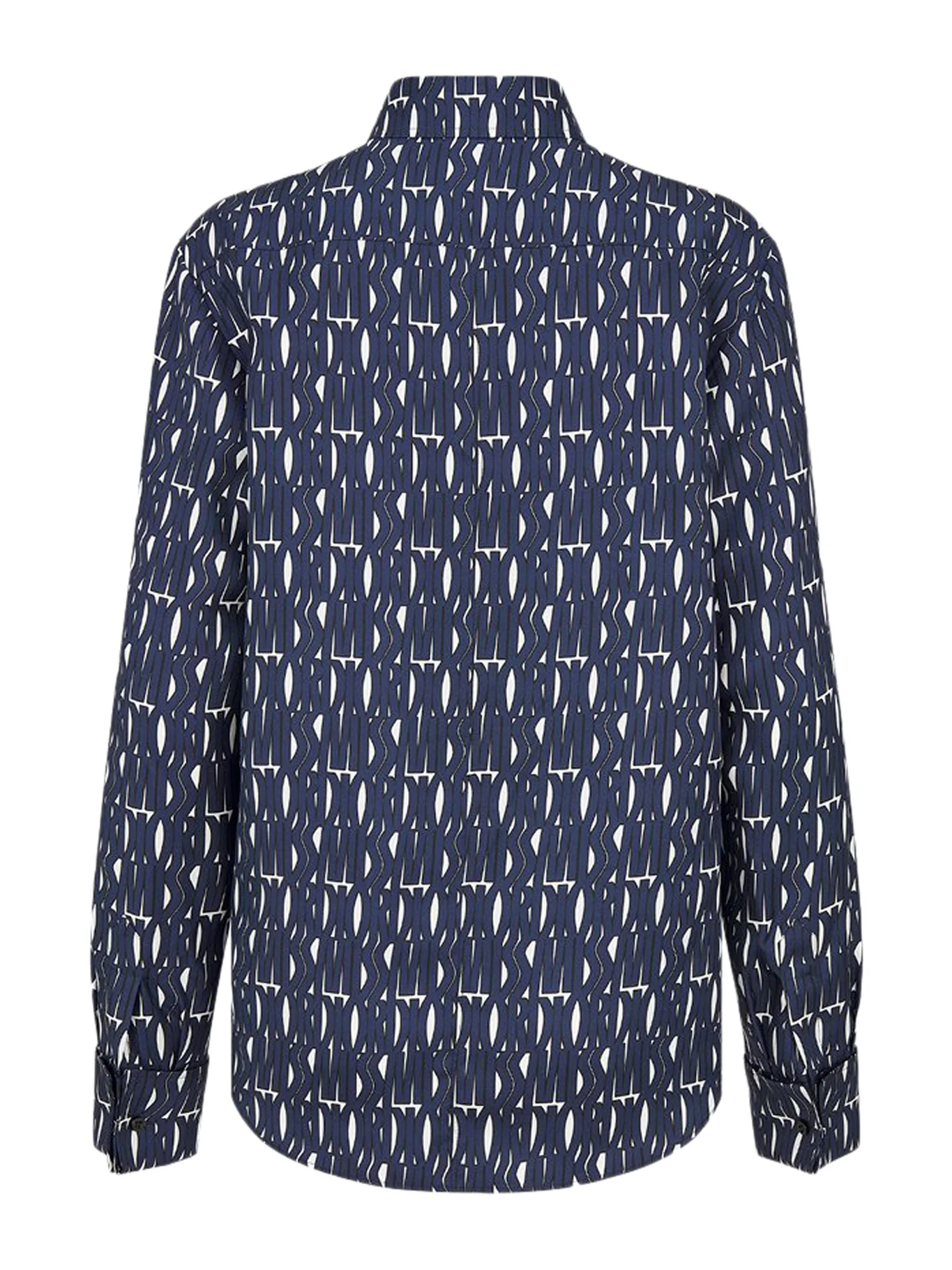 White silk twill blouse with navy blue Miss Dior Allover pattern - Image 2