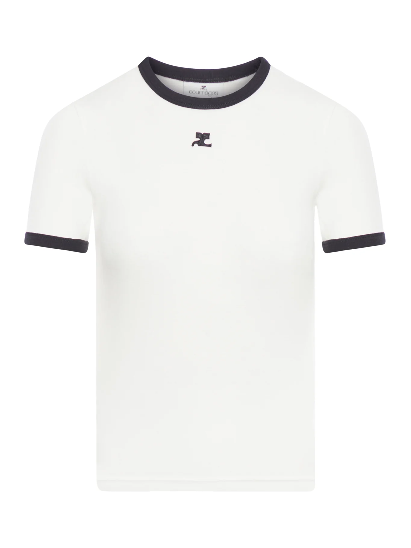 COTTON T SHIRT WITH CONTRASTING PROFILES