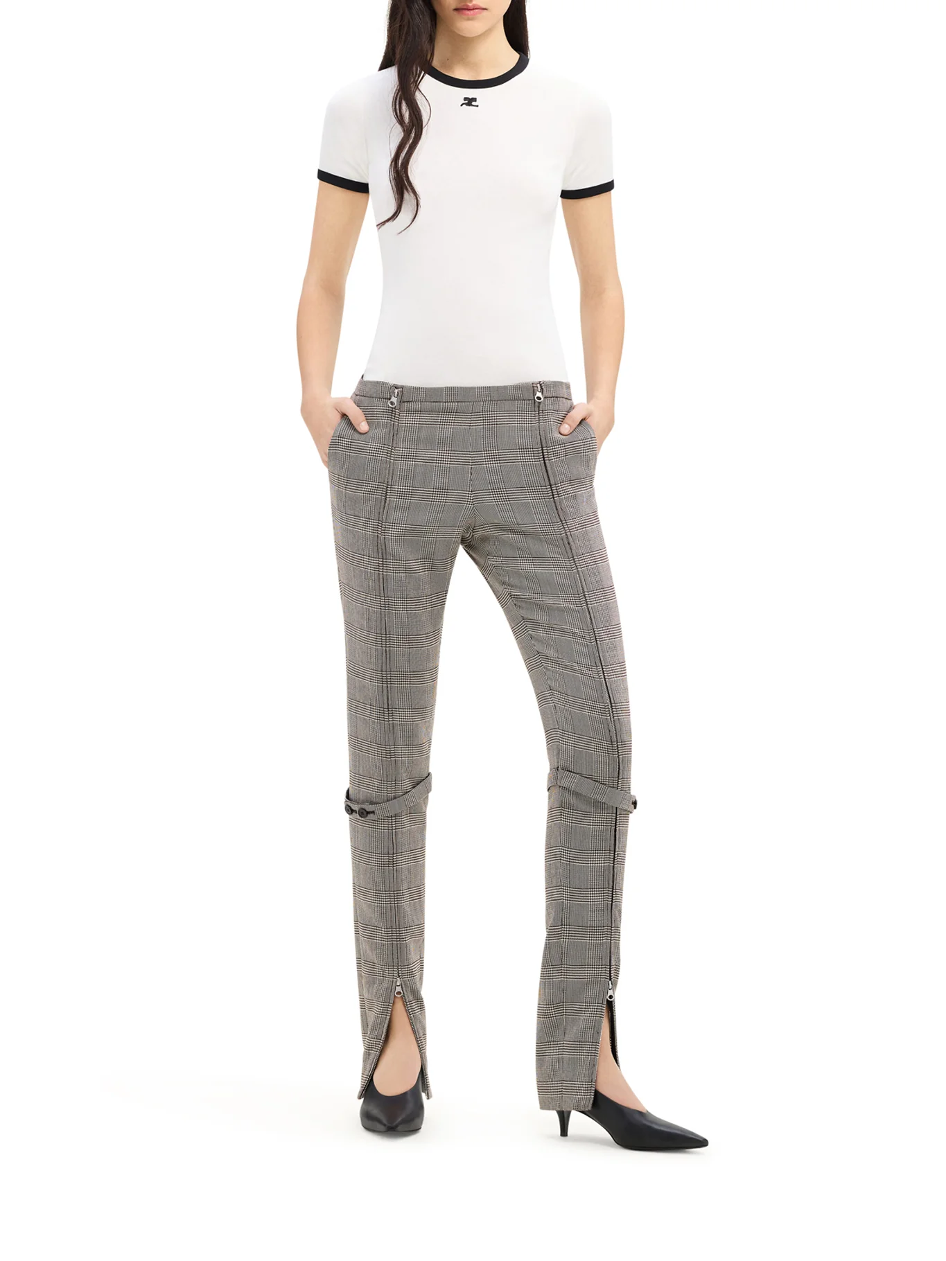 COTTON T SHIRT WITH CONTRASTING PROFILES - Image 2