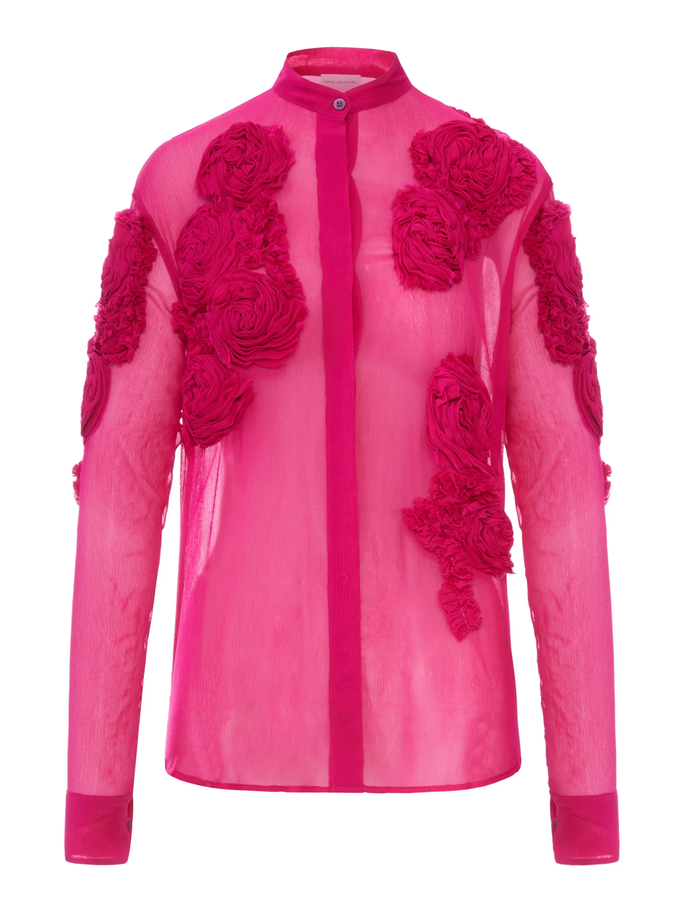 ORGANZA SHIRT WITH FLORAL APPLICATIONS