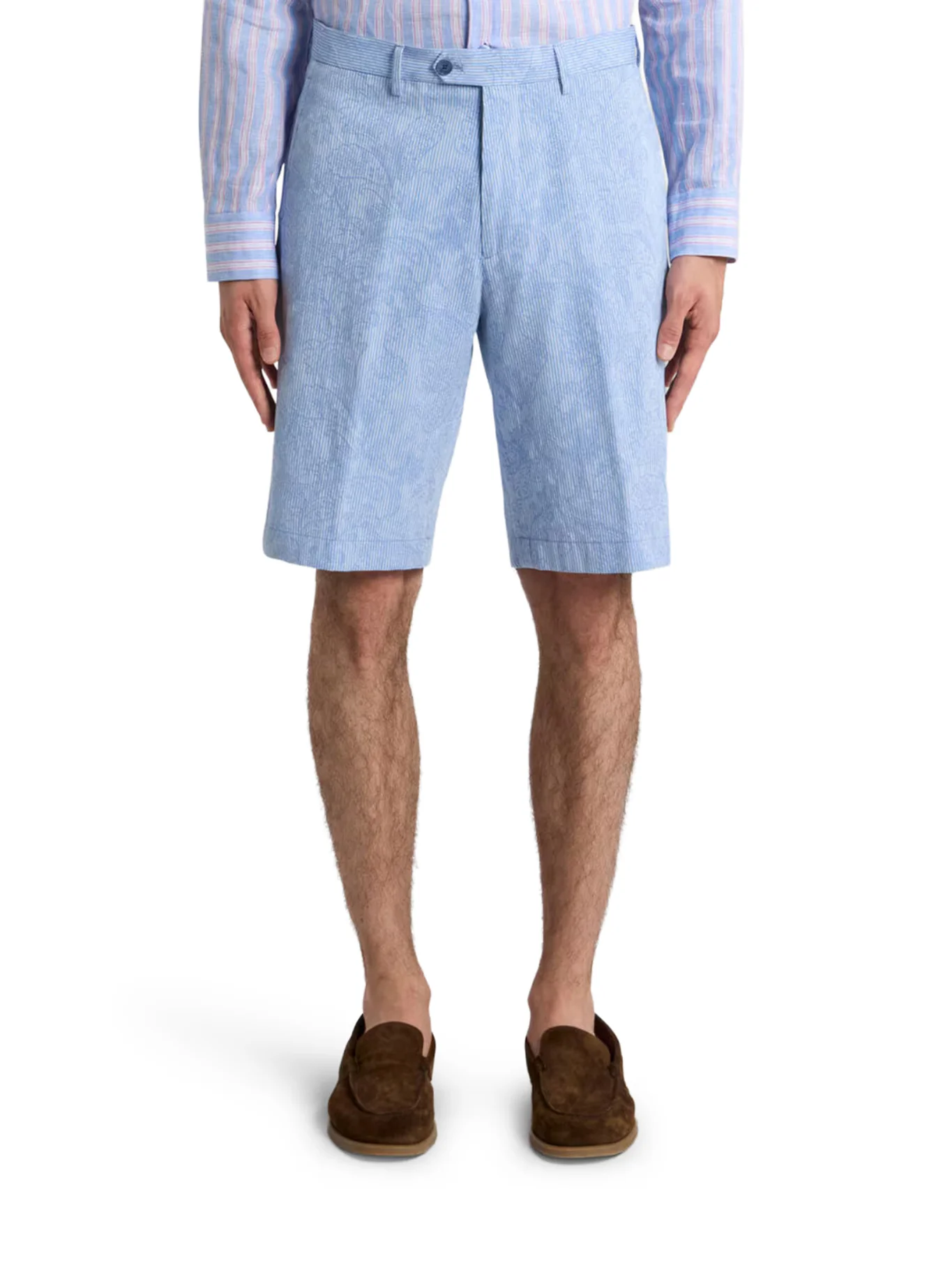 JACQUARD COTTON SHORTS WITH FLORAL PAISLEY STRIPES - Image 2