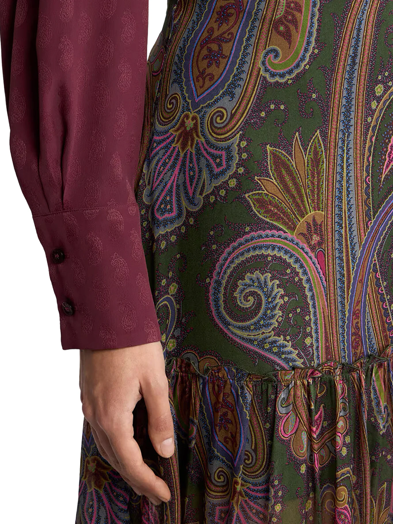 LONG SILK SKIRT WITH PLACEMENT PAISLEY PRINT - Image 5