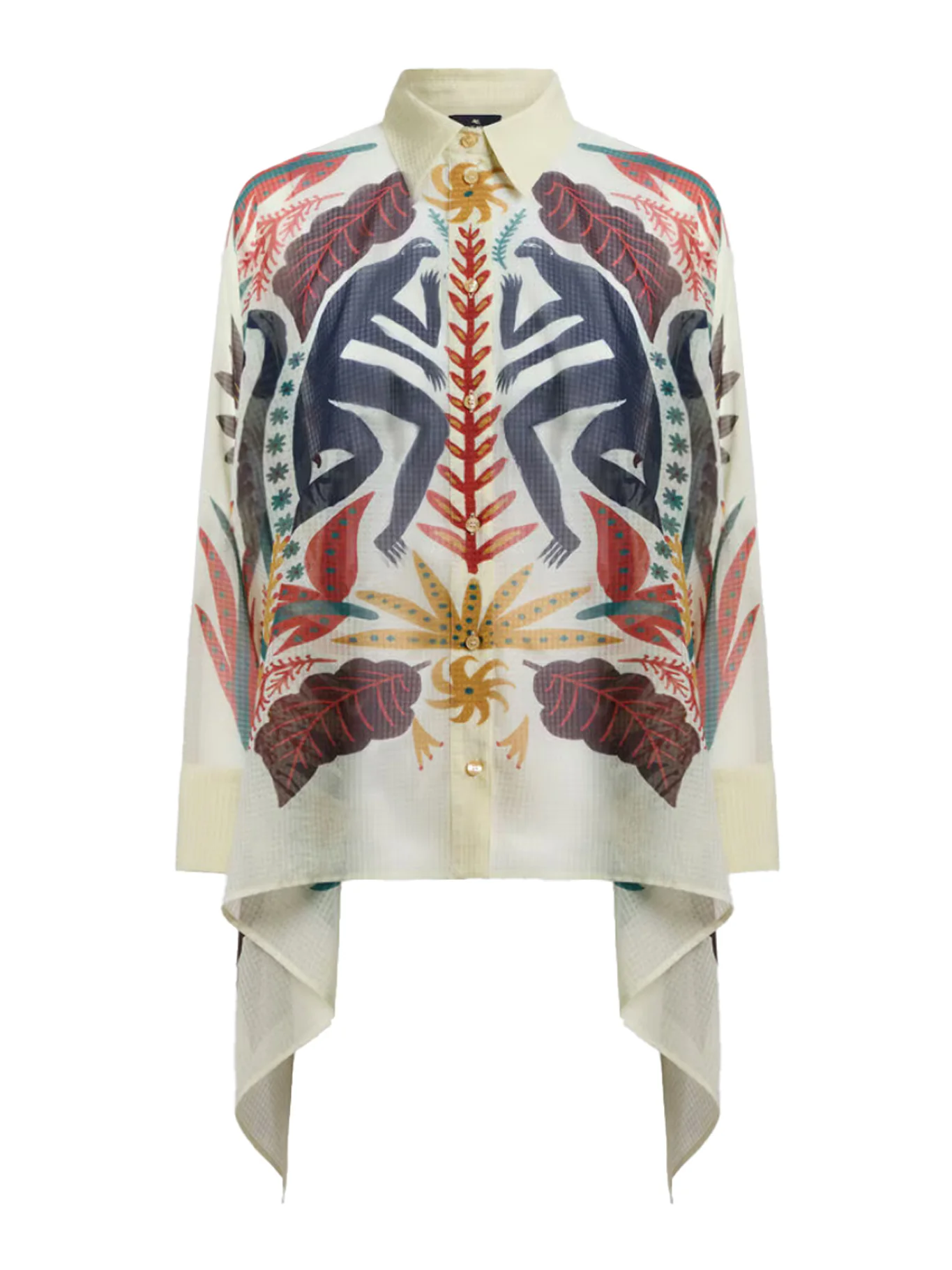 SHIRT WITH HANDKERCHIEF HEM AND PLACED PRINT