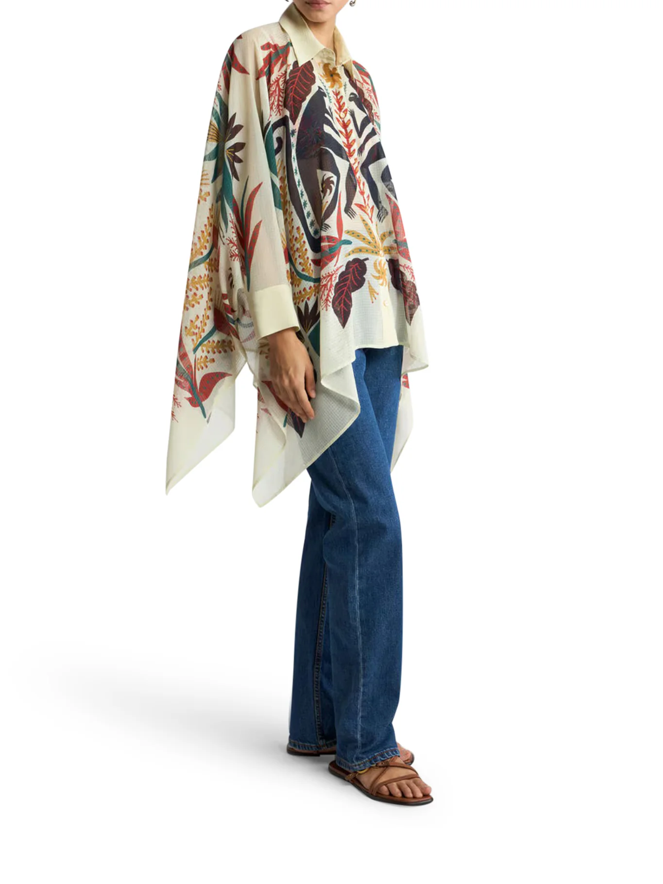 SHIRT WITH HANDKERCHIEF HEM AND PLACED PRINT - Image 2