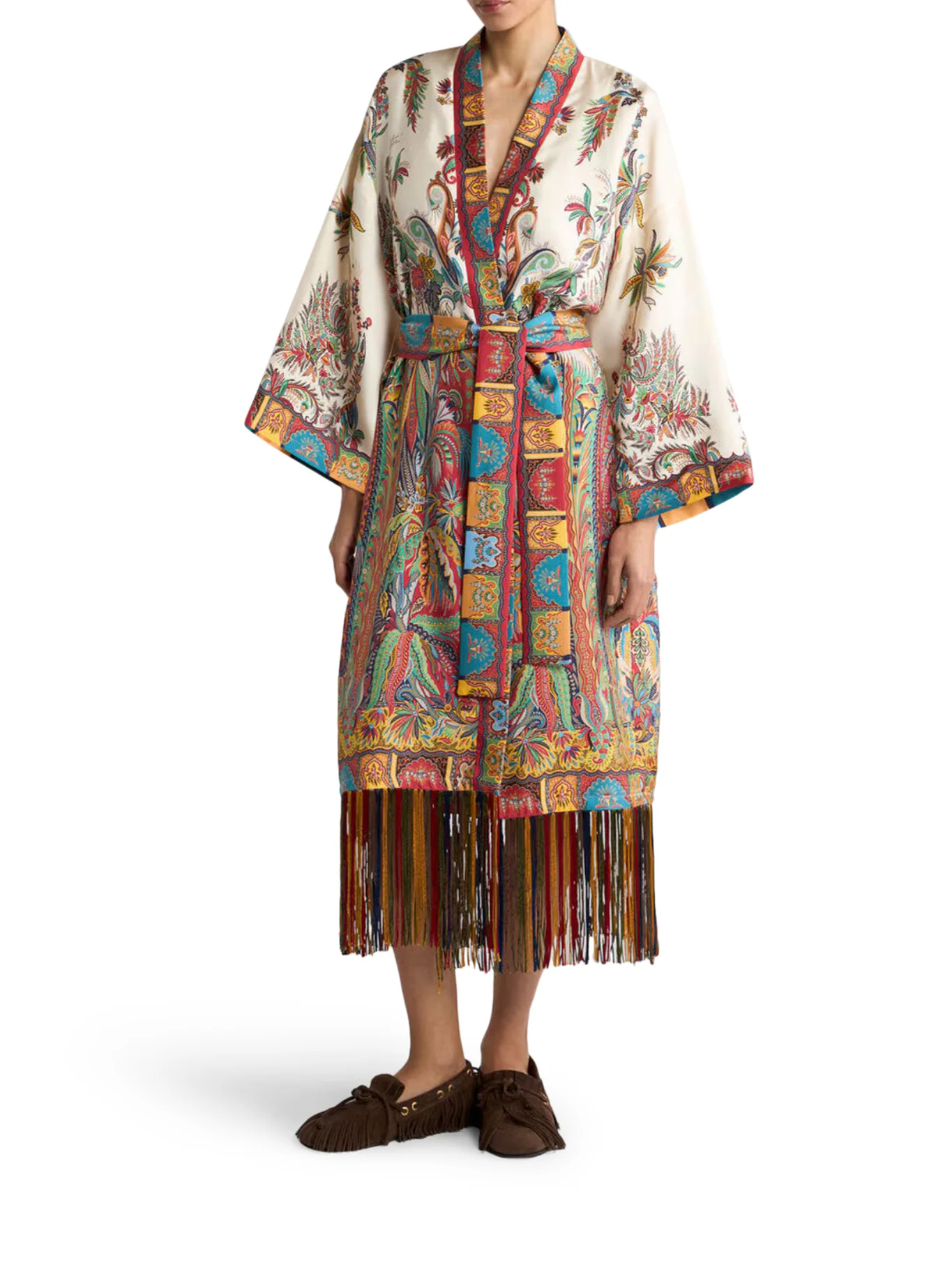SILK DUSTER COAT WITH FRINGES AND PAISLEY FOLIAGE PRINT - Image 2