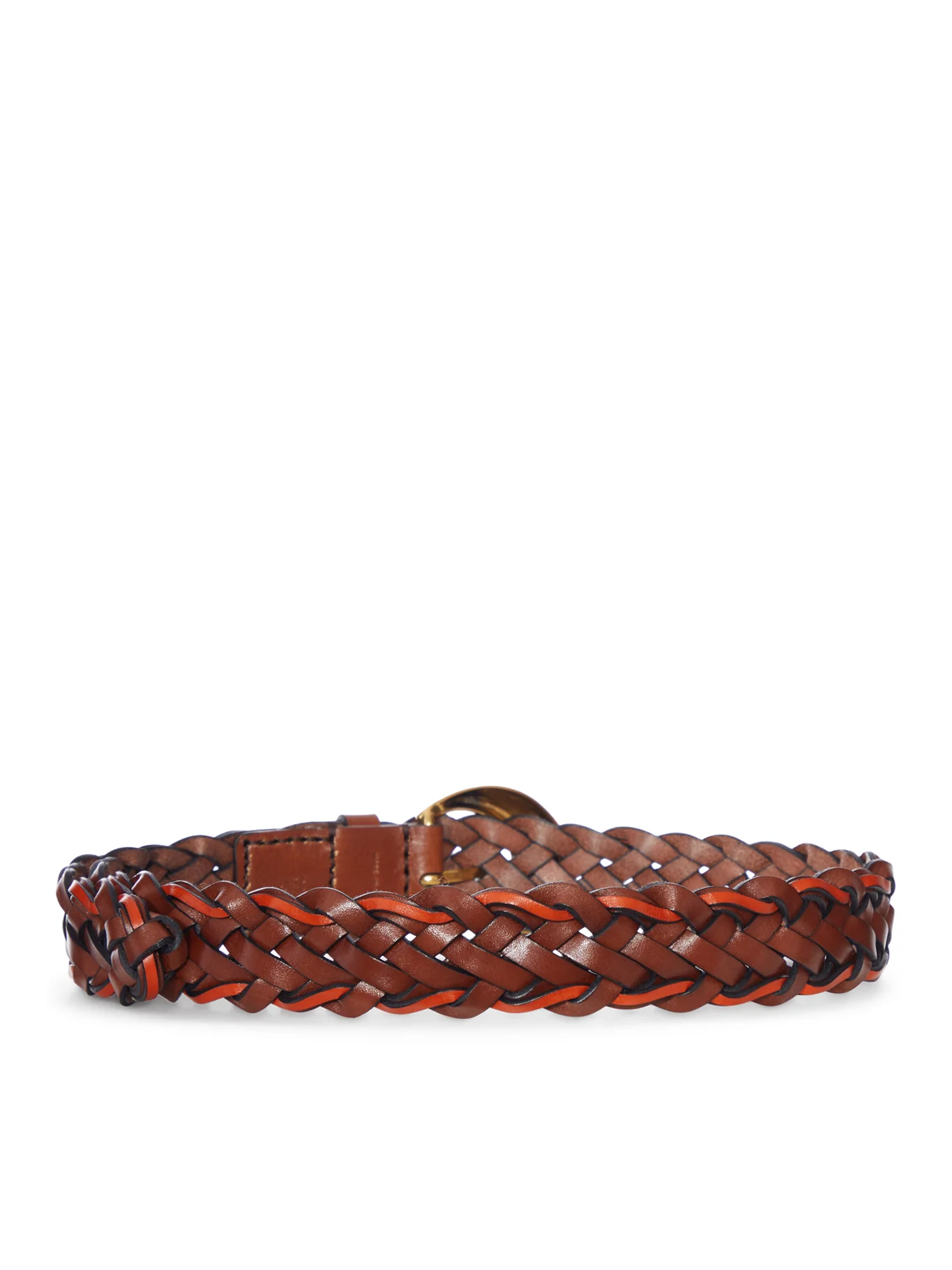 WOVEN LEATHER BELT WITH GOLD BUCKLE - Image 2
