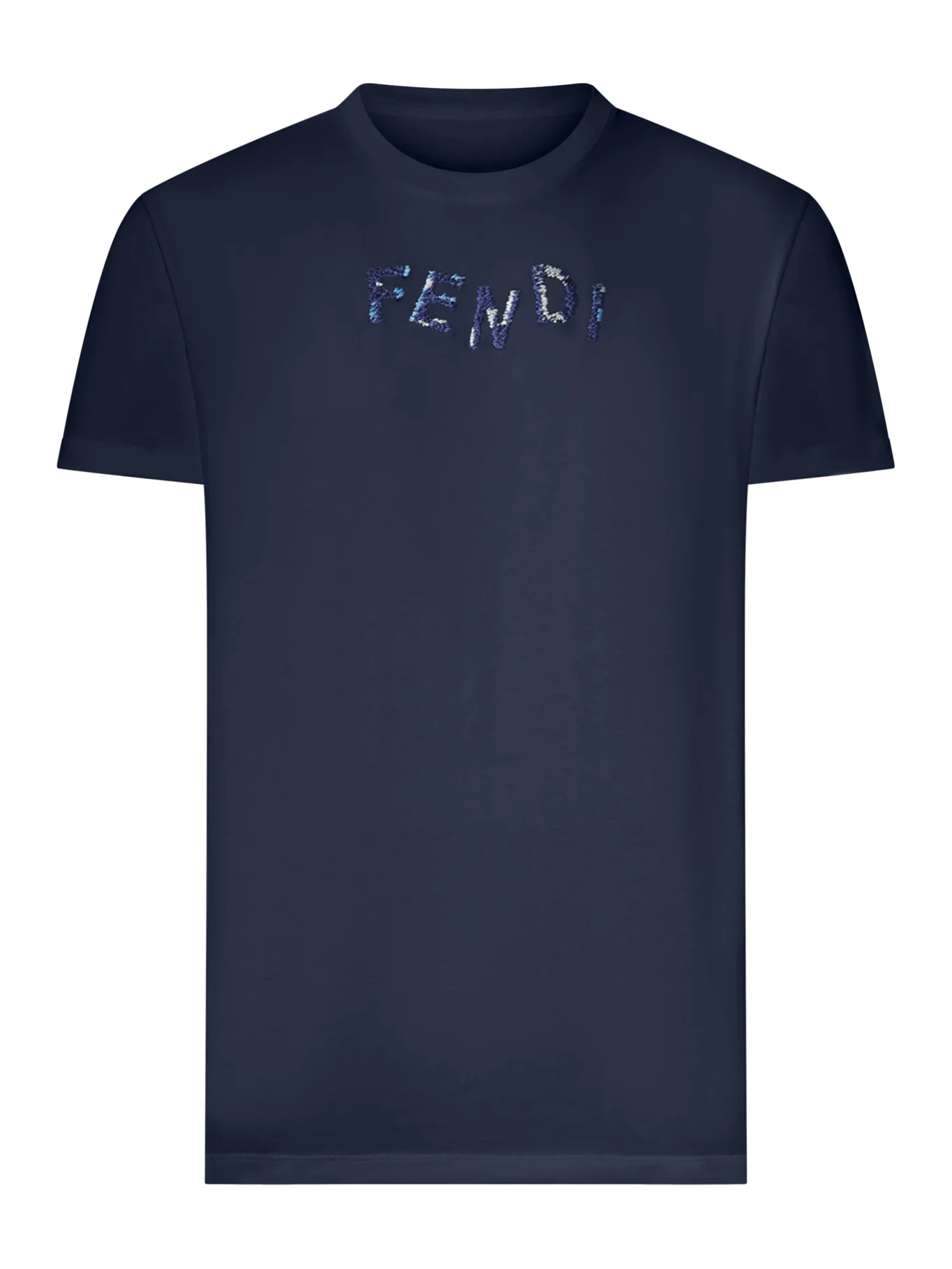 BLUE COTTON T-SHIRT WITH FRONT LOGO