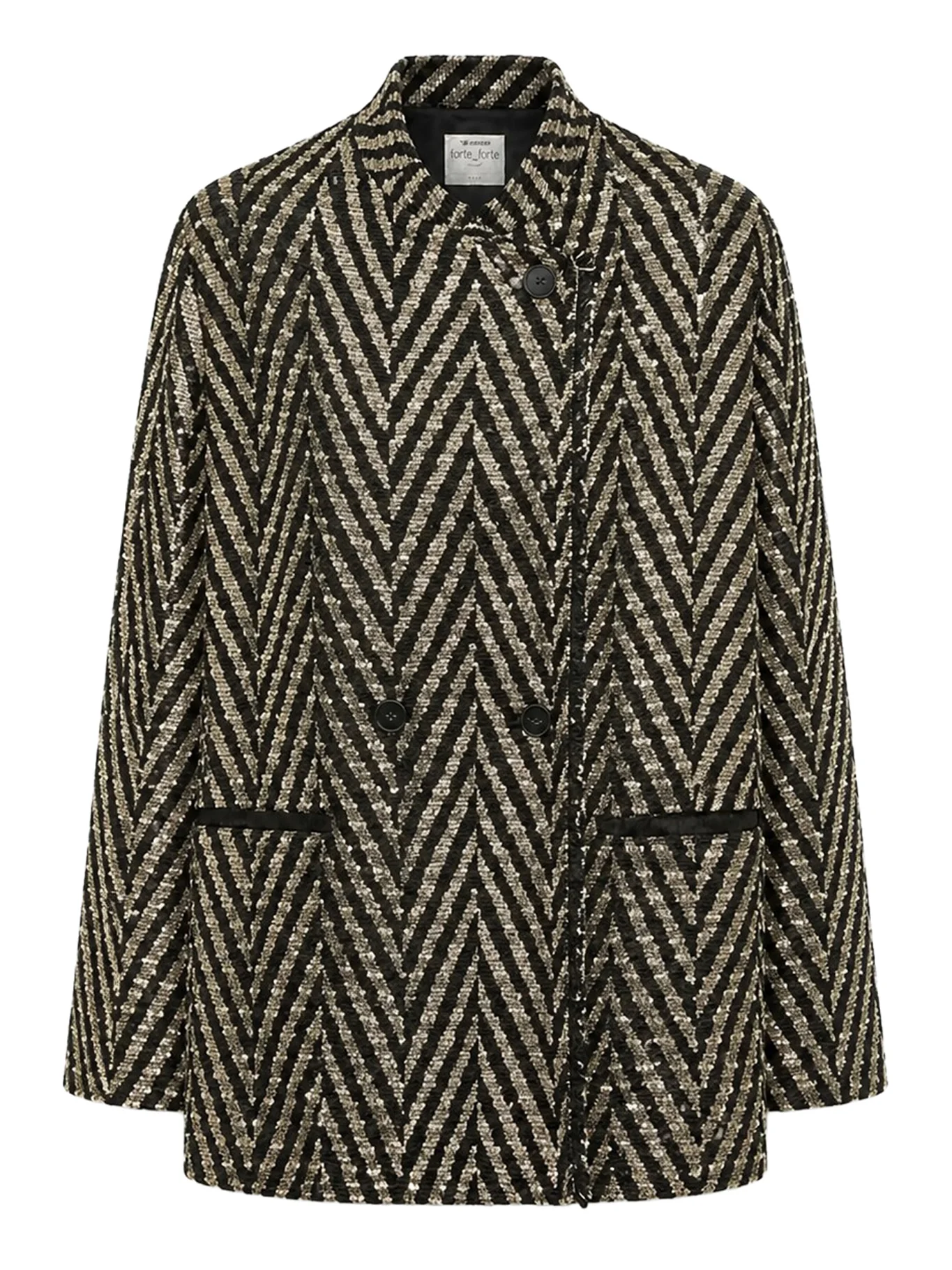 BLACK CHEVRON JAQUARD OVER-JACKET