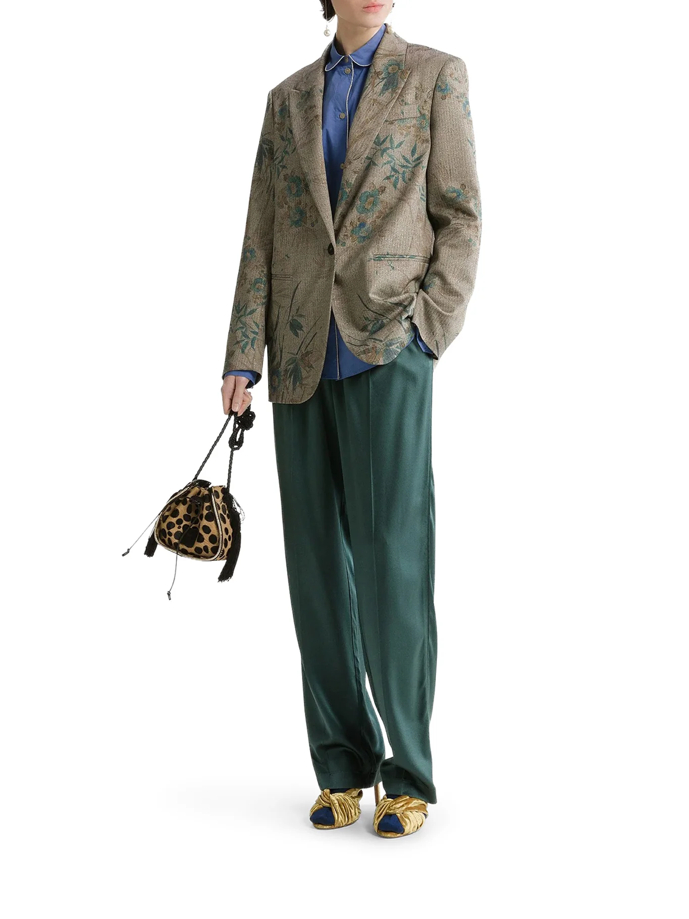 SINGLE-BREASTED FLORAL PRINT BLAZER - Image 2