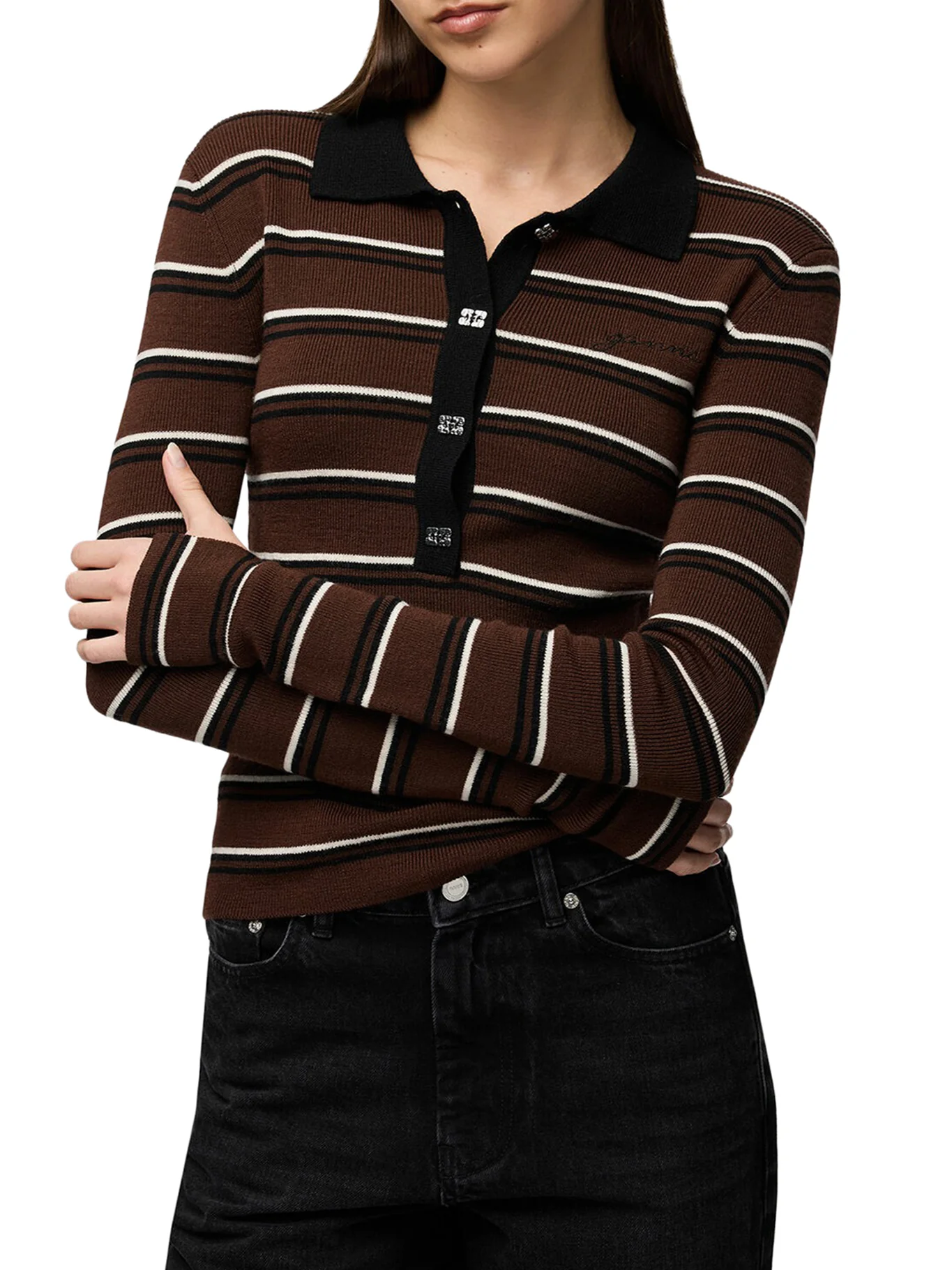 STRIPED MERINO WOOL POLO SHIRT - Image 3