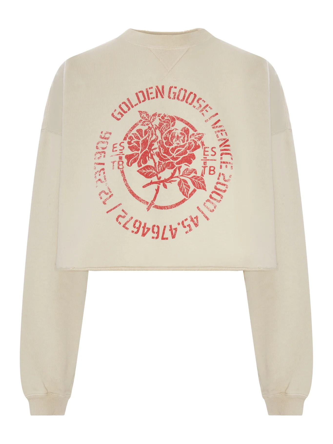 COTTON CROPPED SWEATSHIRT WITH FRONT PRINT