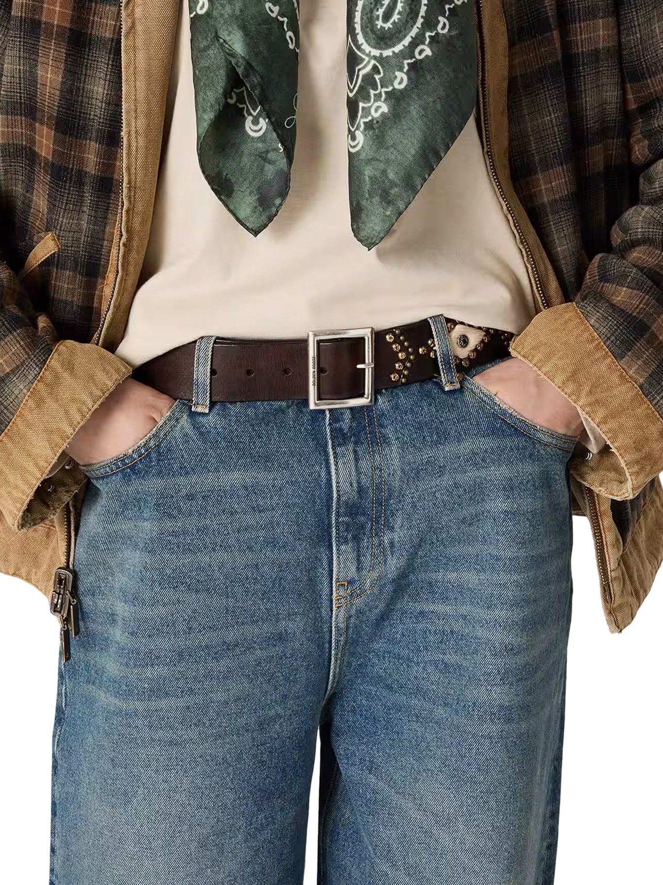 SIERRA BELT IN MAHOGANY COLOR LEATHER WITH APPLIED STUDS - Image 2