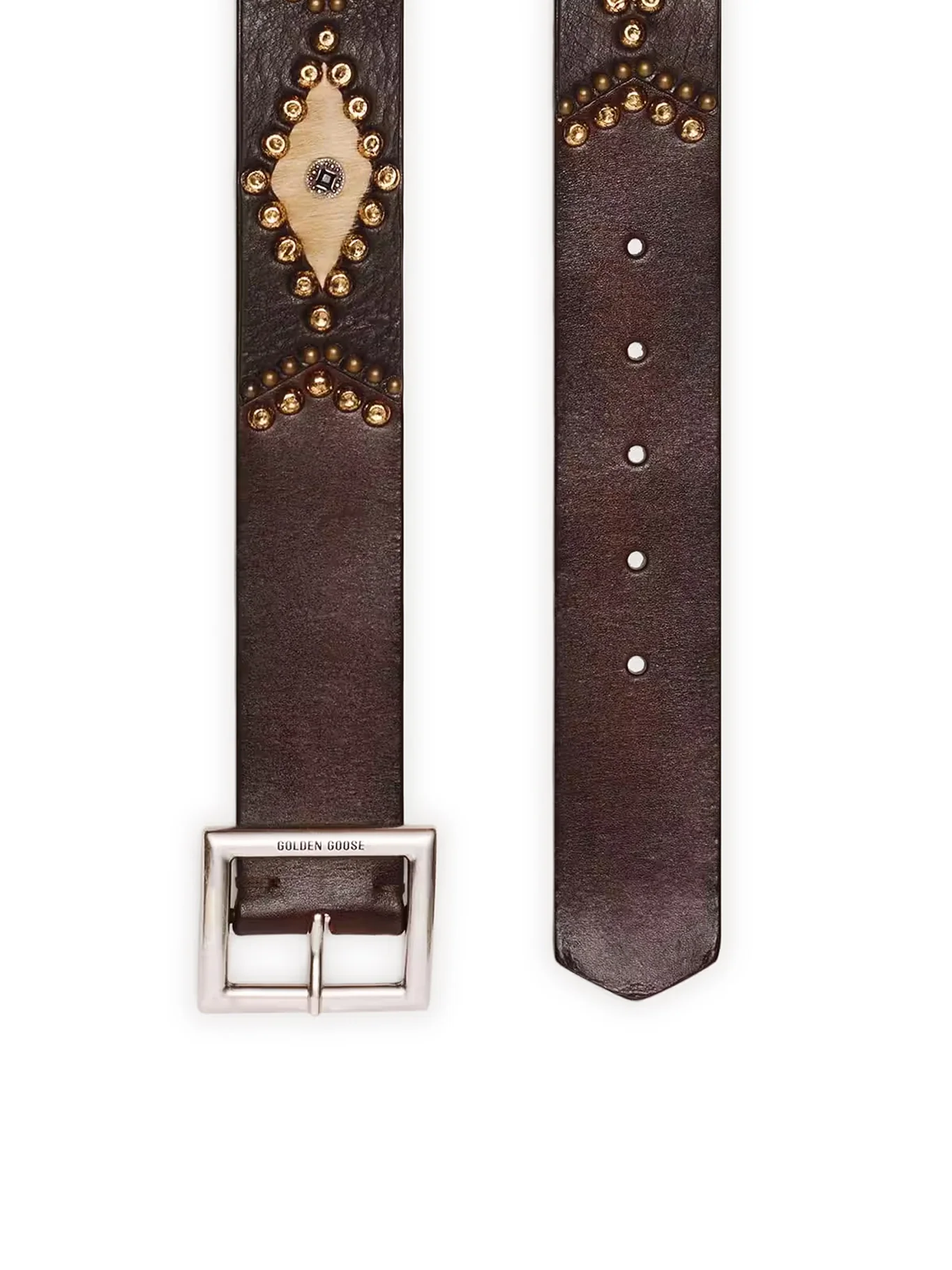 SIERRA BELT IN MAHOGANY COLOR LEATHER WITH APPLIED STUDS - Image 3
