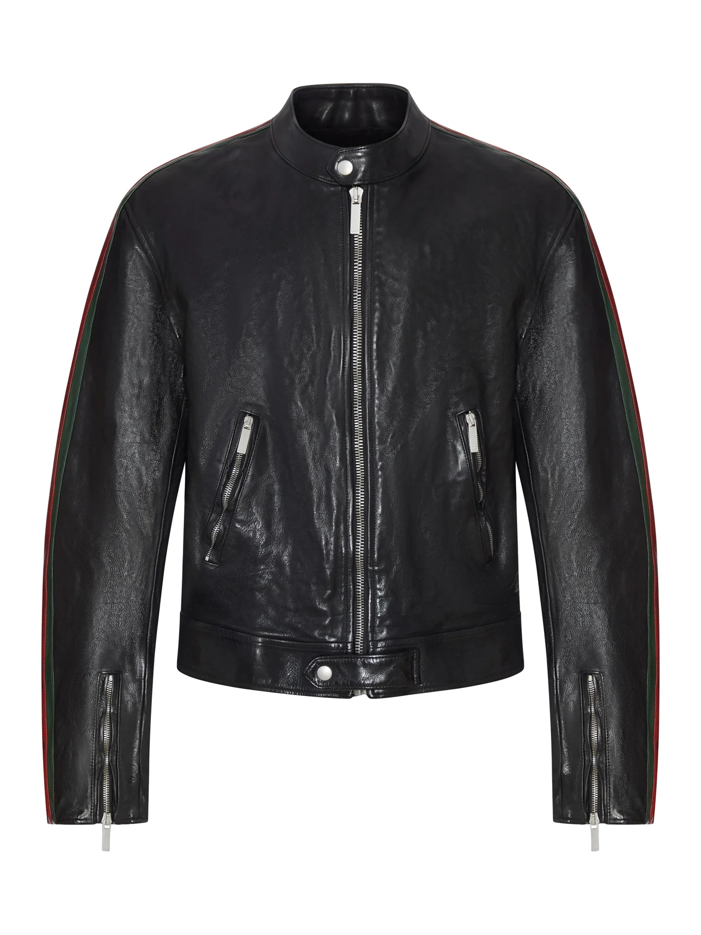 BUFFALO LEATHER BOMBER JACKET WITH WEBBING