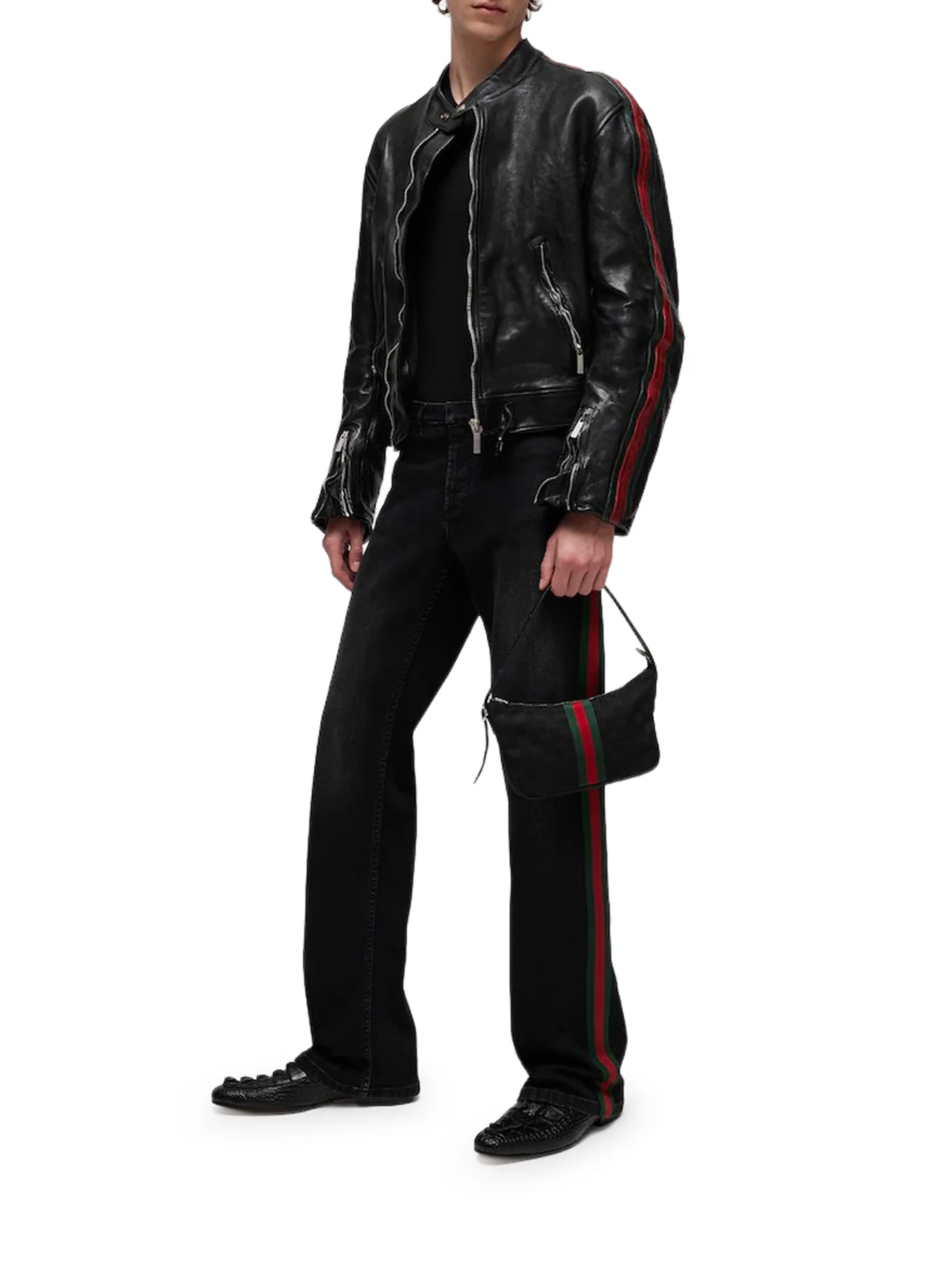BUFFALO LEATHER BOMBER JACKET WITH WEBBING - Image 2