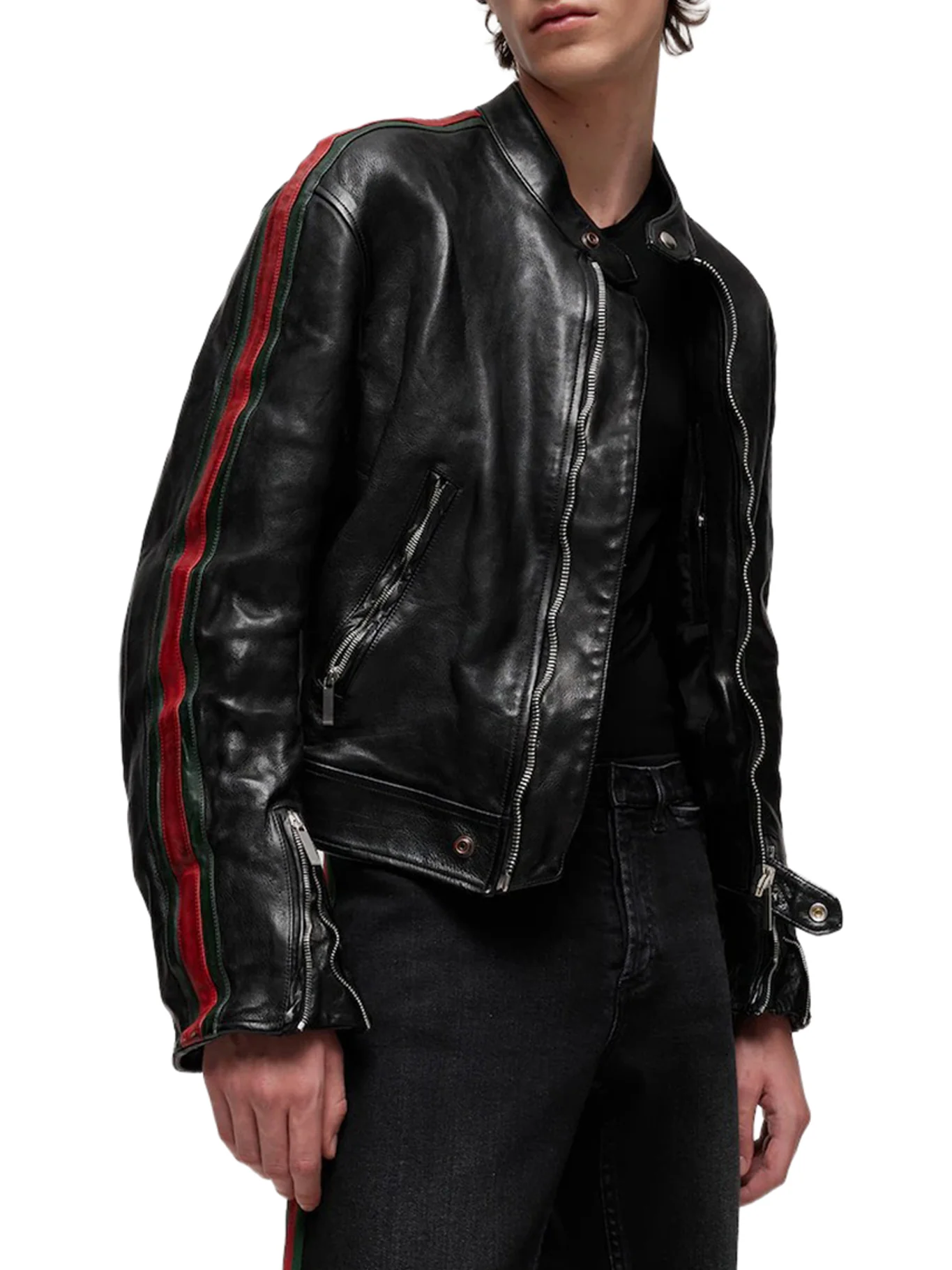BUFFALO LEATHER BOMBER JACKET WITH WEBBING - Image 4
