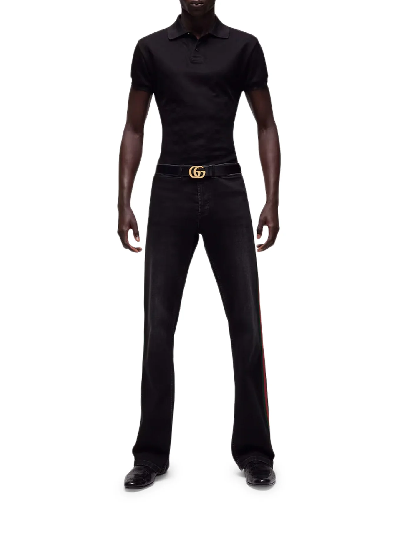 COTTON DENIM TROUSERS WITH WEB RIBBON - Image 2