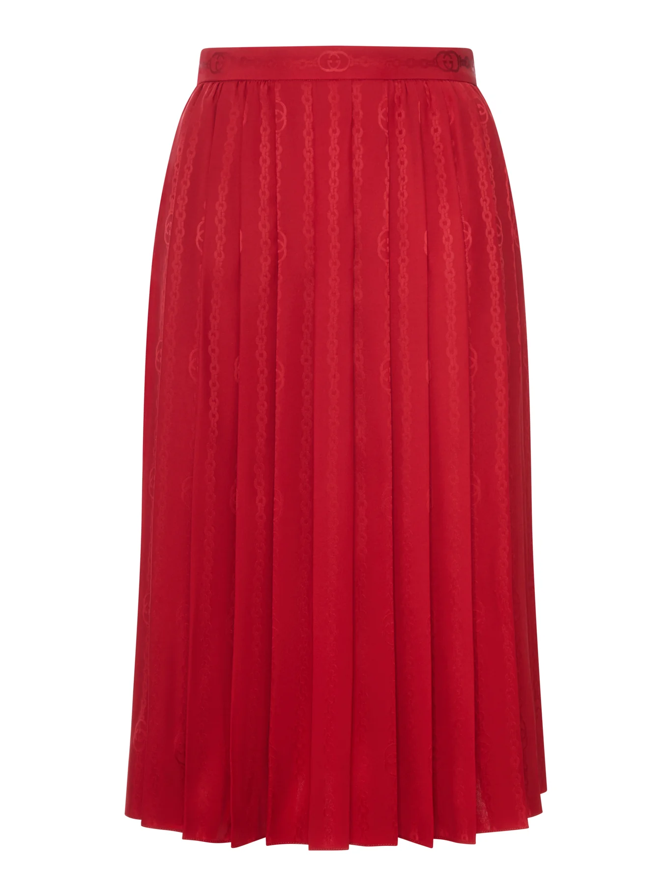 JACQUARD SILK MIDI SKIRT WITH GG CROSS CHAIN