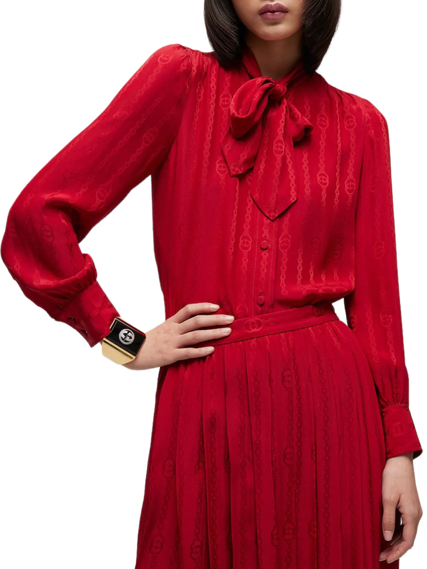 JACQUARD SILK SHIRT WITH GG CROSS CHAIN - Image 3