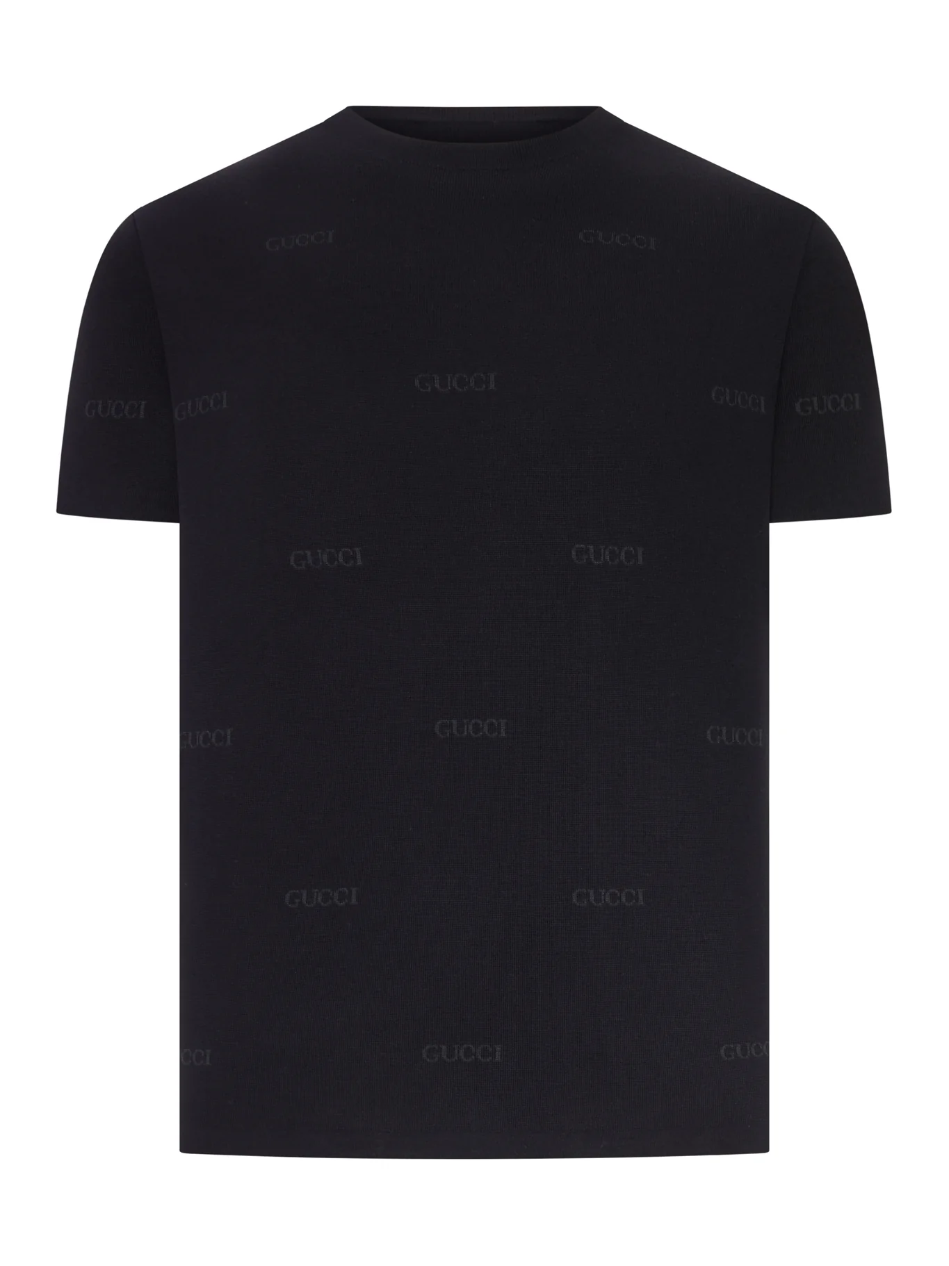 JACQUARD WOOL AND SILK BLEND T-SHIRT WITH ALL-OVER LOGO