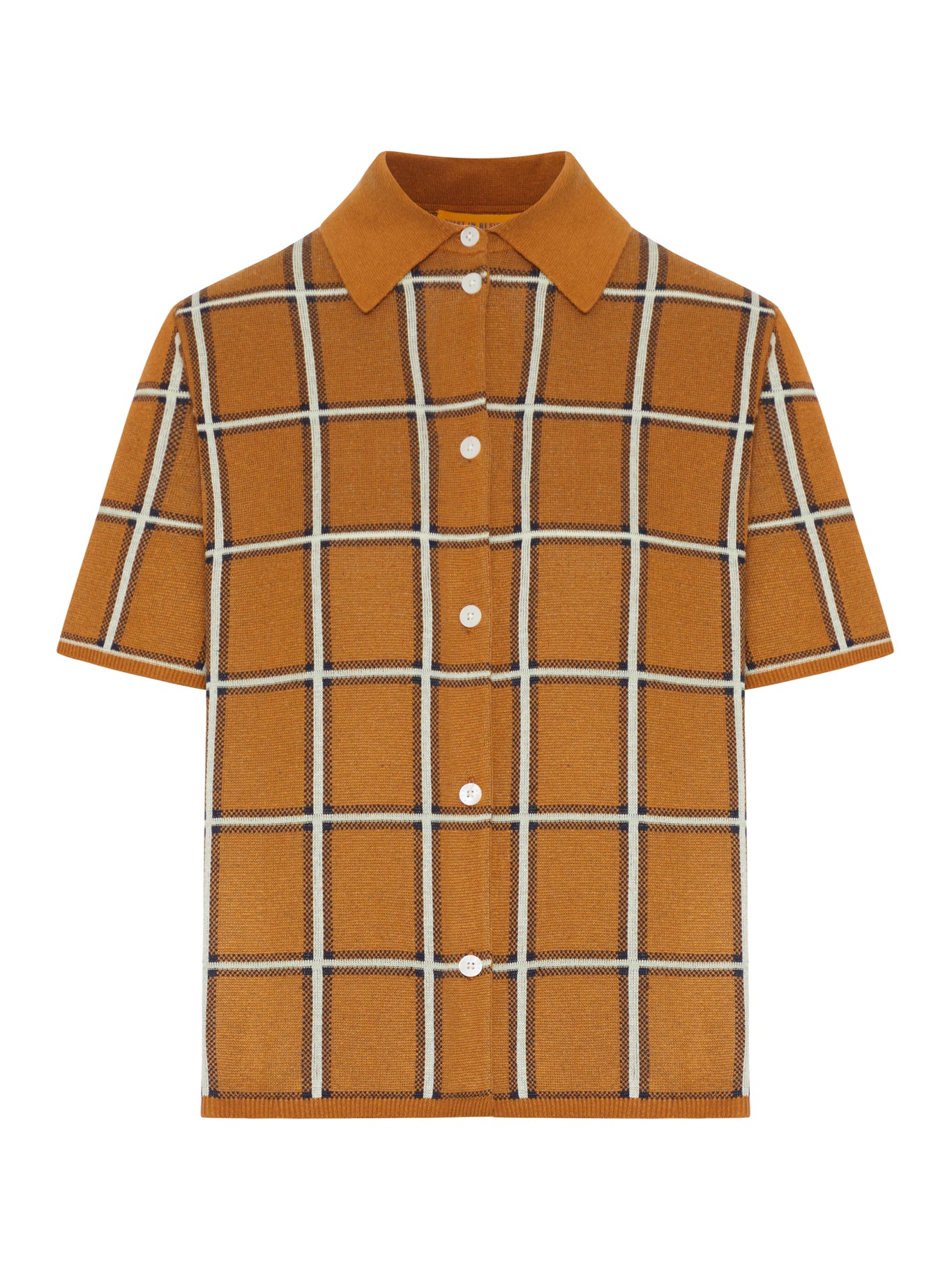 LINEN AND SILK BLEND POLO SHIRT WITH CHECK PATTERN