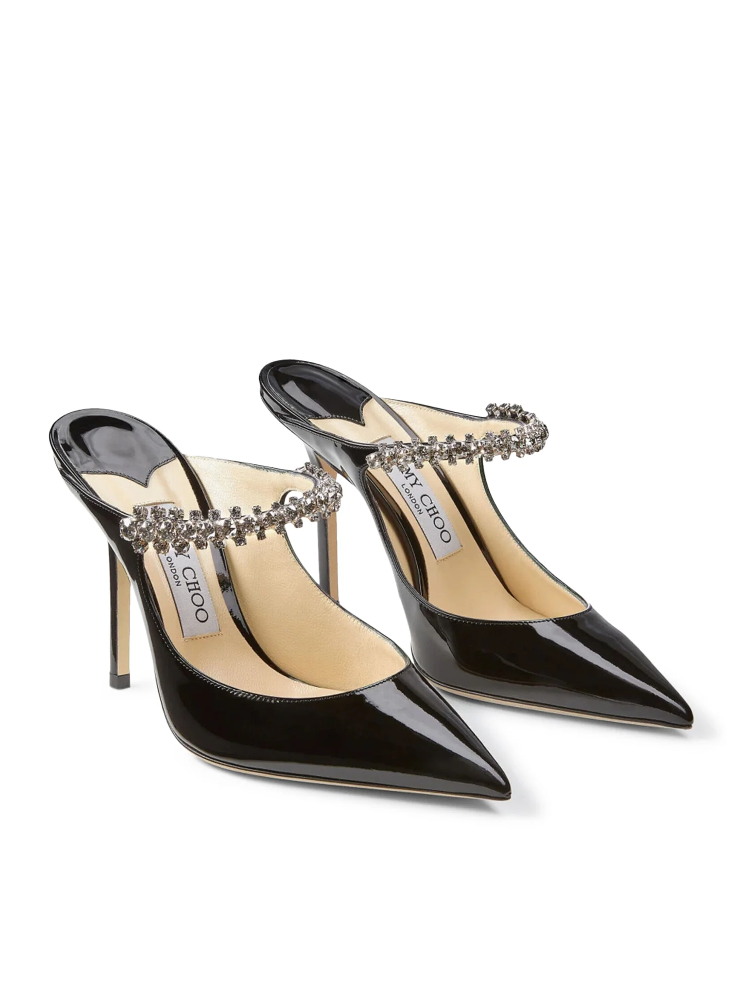 BING 100 BLACK PATENT LEATHER CLOG WITH CRYSTAL STRAP - Image 2