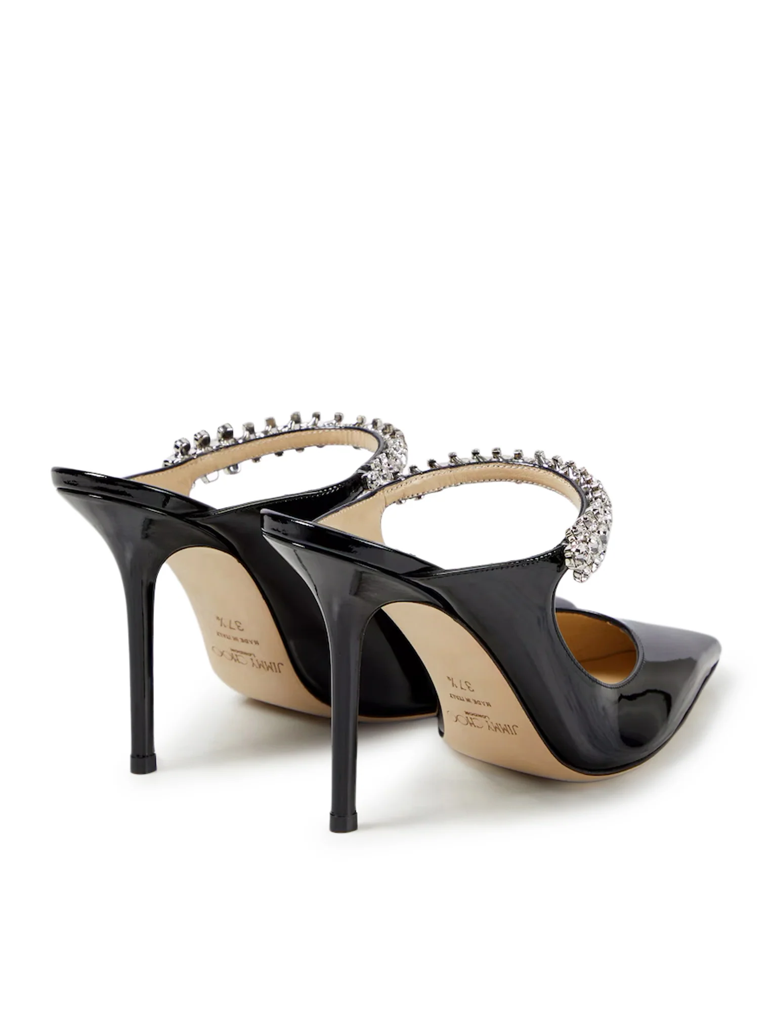 BING 100 BLACK PATENT LEATHER CLOG WITH CRYSTAL STRAP - Image 3