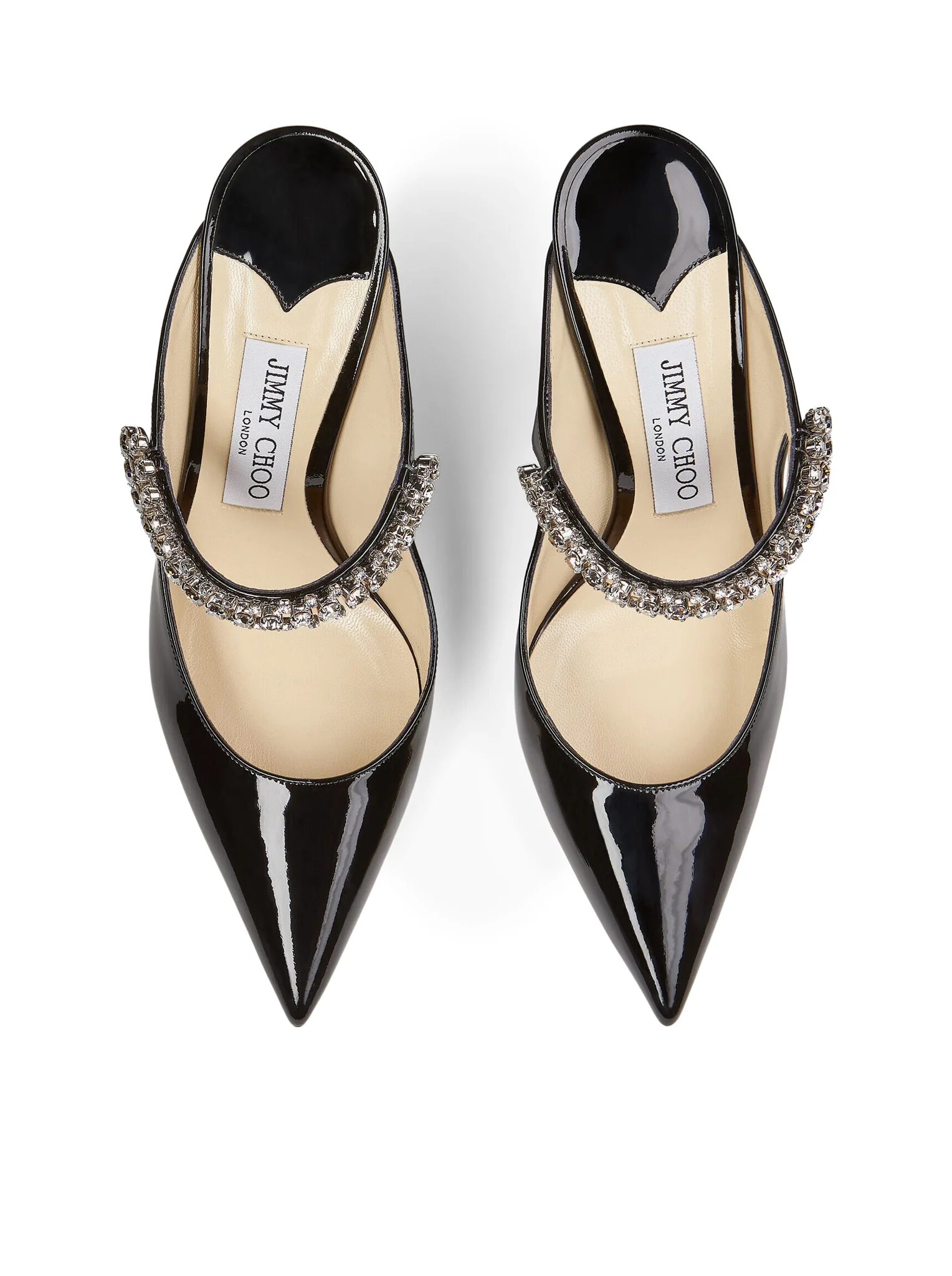 BING 100 BLACK PATENT LEATHER CLOG WITH CRYSTAL STRAP - Image 4