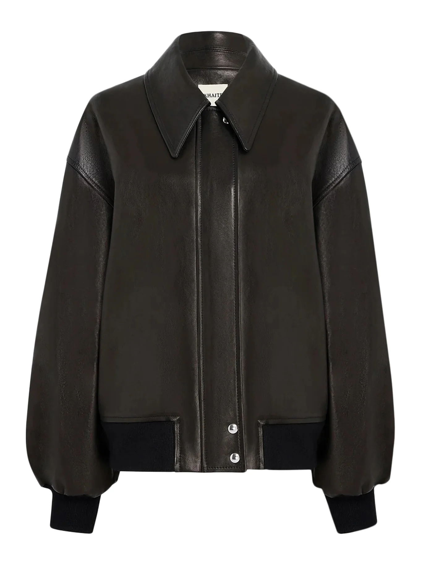 SHELMAN LEATHER BOMBER JACKET WITH WIDE NECK