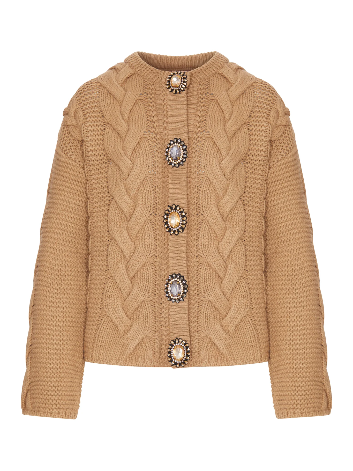WOOL AND CASHMERE CARDIGAN WITH CABLE KNIT