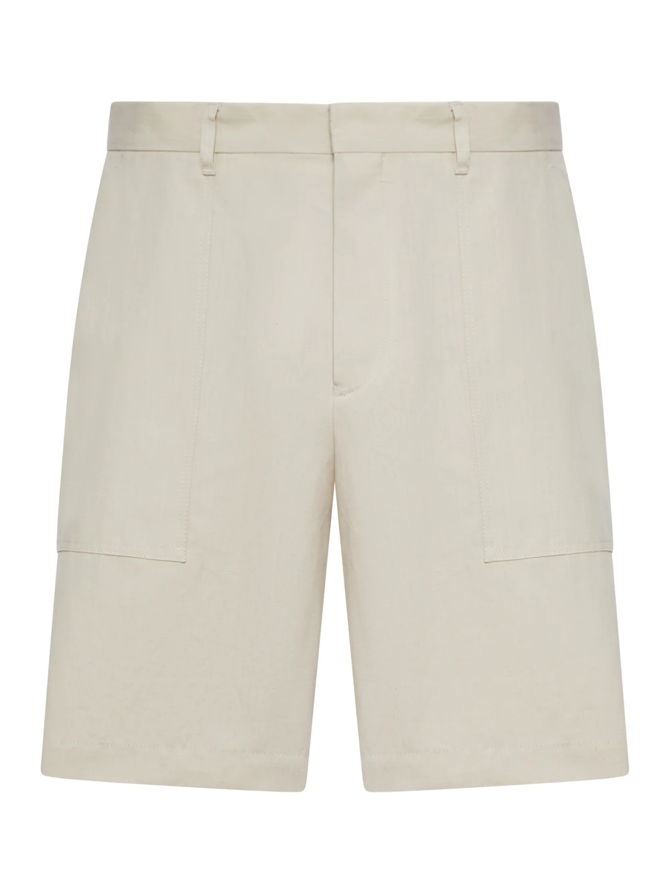 COTTON AND LINEN BLEND BERMUDA SHORTS