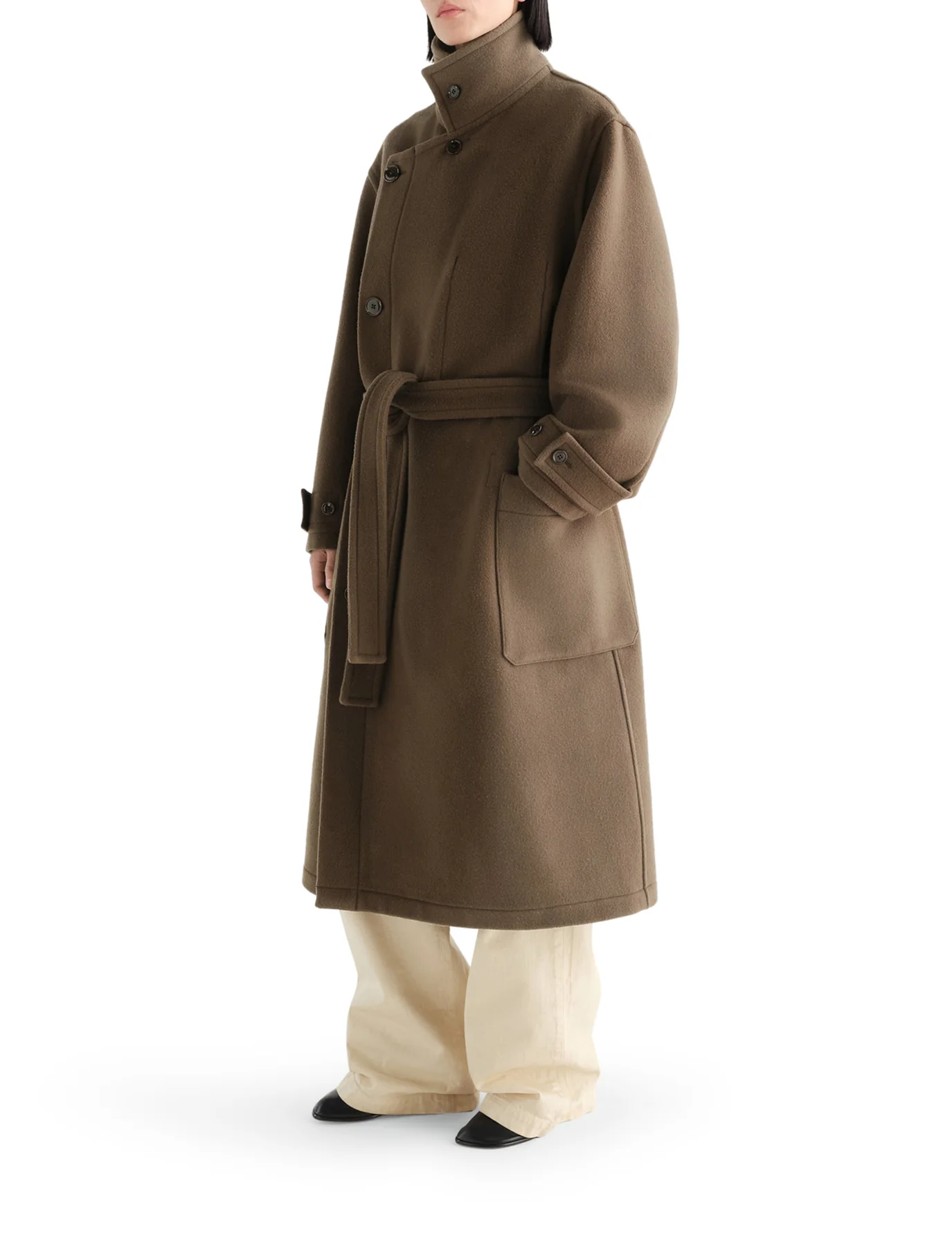 LONG WOOL COAT WITH BELT - Image 2
