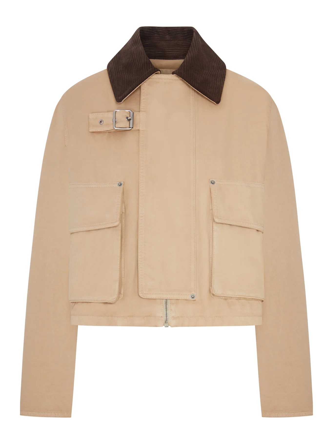 COTTON PARKA WITH A CORDUROY-EFFECT SUEDE COLLAR