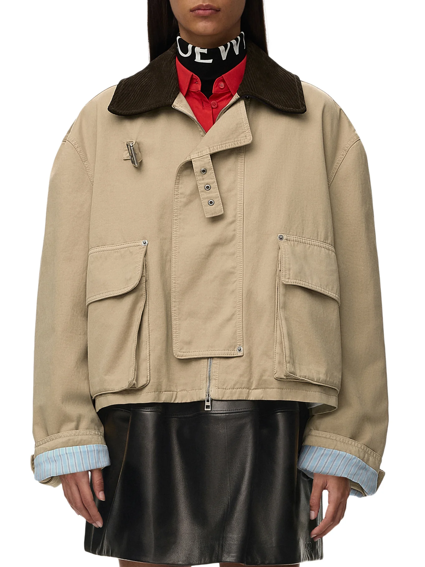 COTTON PARKA WITH A CORDUROY-EFFECT SUEDE COLLAR - Image 3