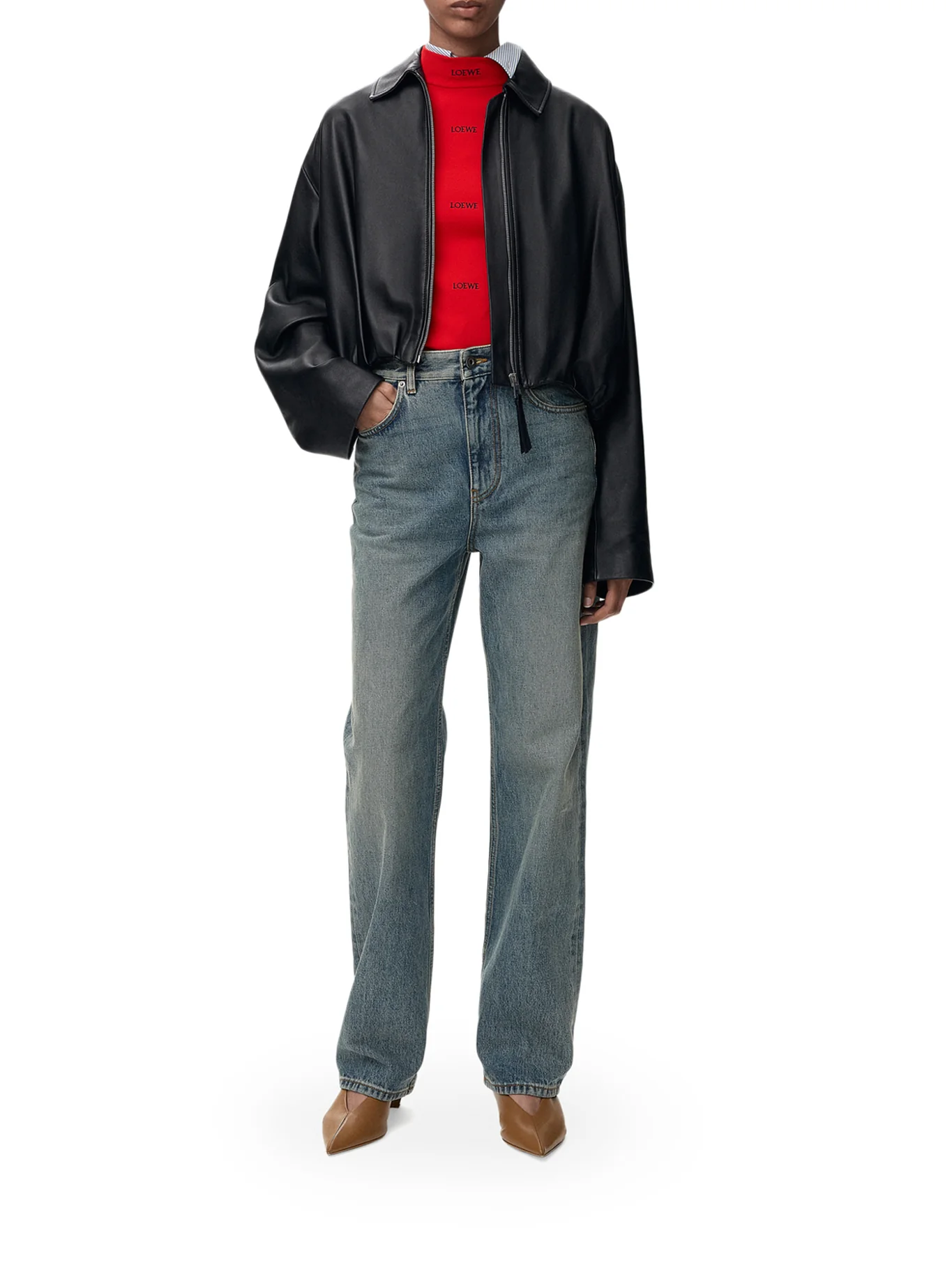 LAMB NAPPA JACKET WITH ASYMMETRIC DRAPING AT THE BACK - Image 2