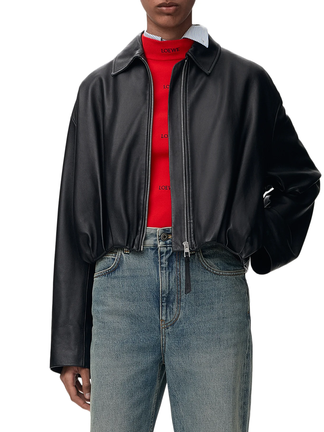 LAMB NAPPA JACKET WITH ASYMMETRIC DRAPING AT THE BACK - Image 3