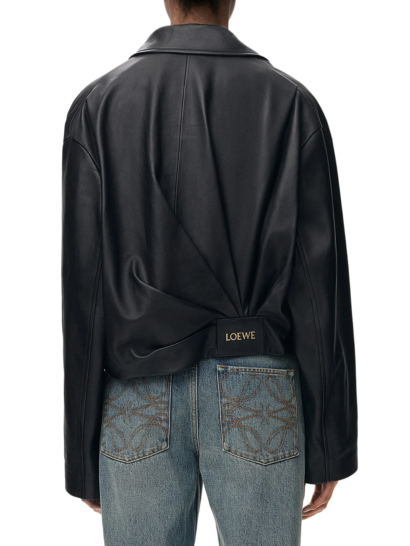 LAMB NAPPA JACKET WITH ASYMMETRIC DRAPING AT THE BACK - Image 4