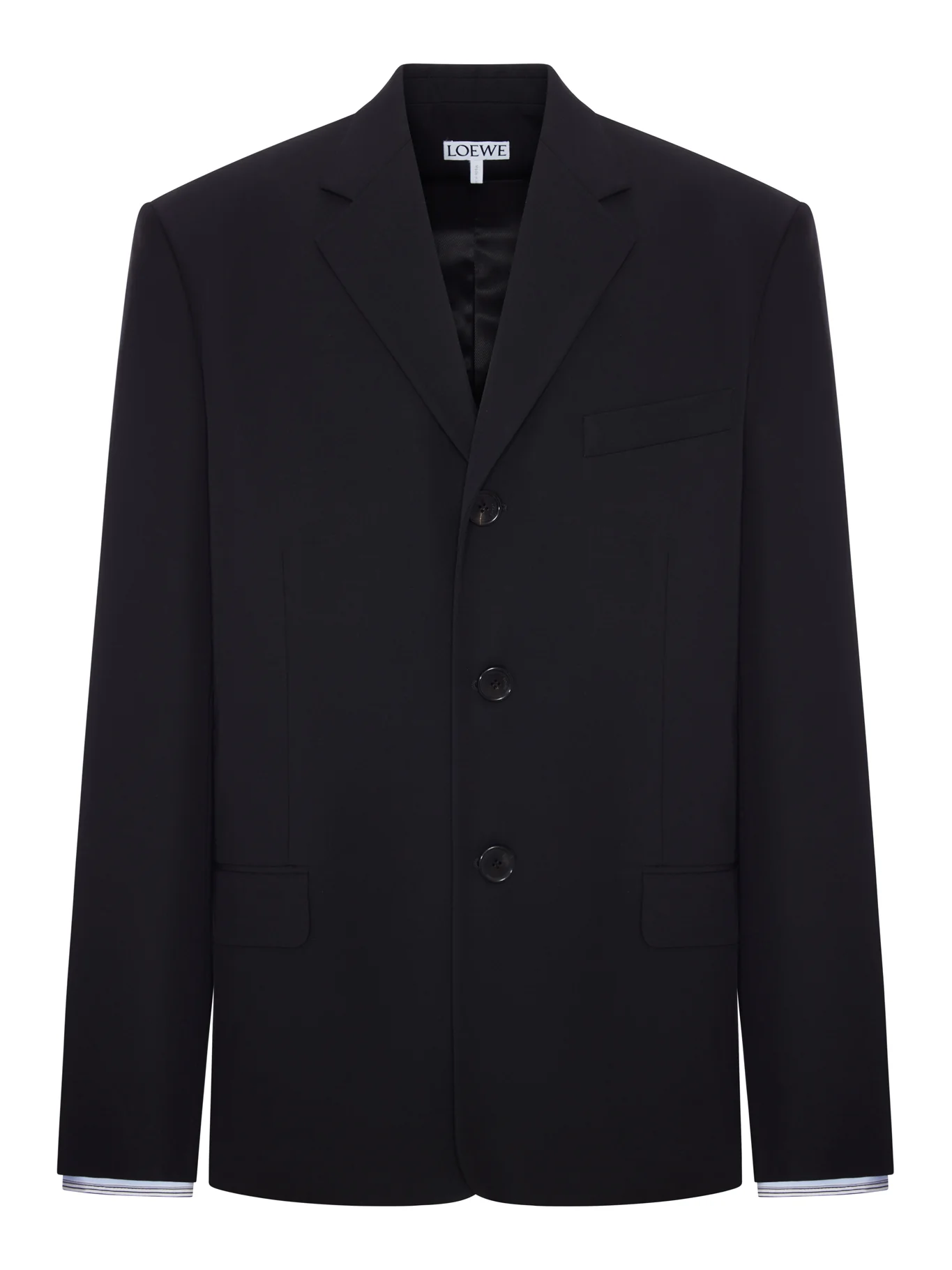 SARTORIAL WOOL JACKET WITH CONTRASTING DOUBLE-LAYER CUFFS