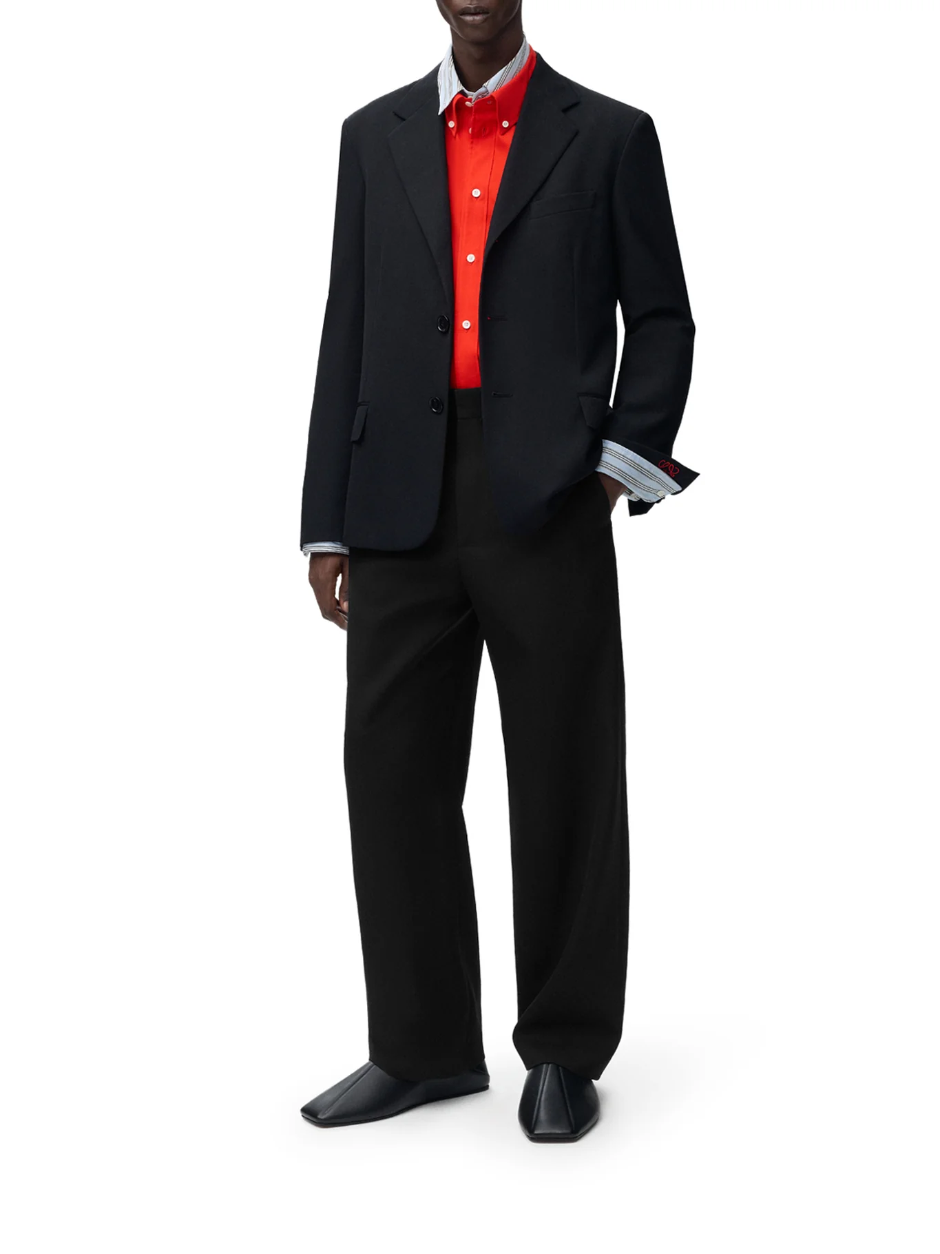 SARTORIAL WOOL JACKET WITH CONTRASTING DOUBLE-LAYER CUFFS - Image 2