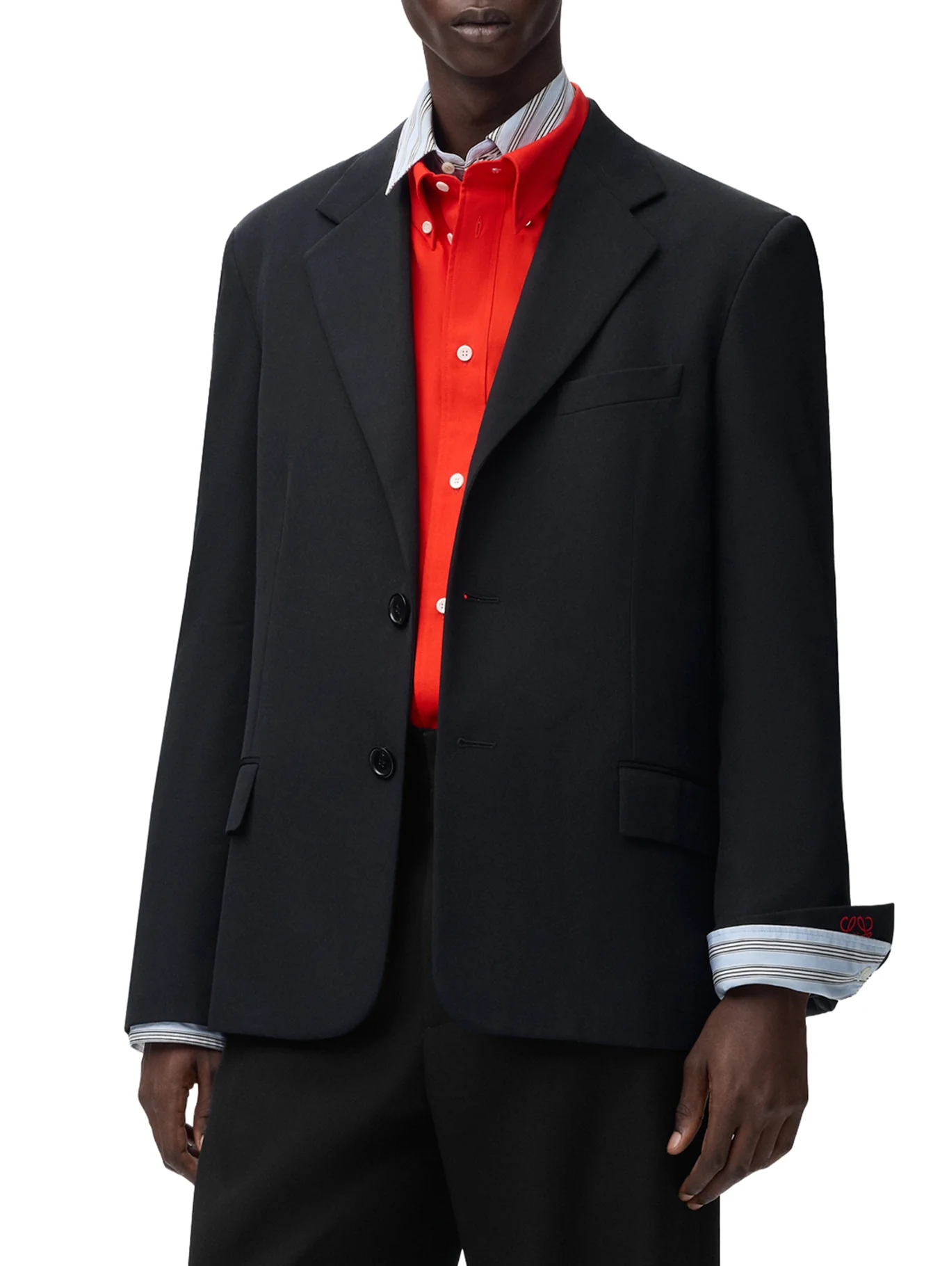 SARTORIAL WOOL JACKET WITH CONTRASTING DOUBLE-LAYER CUFFS - Image 3