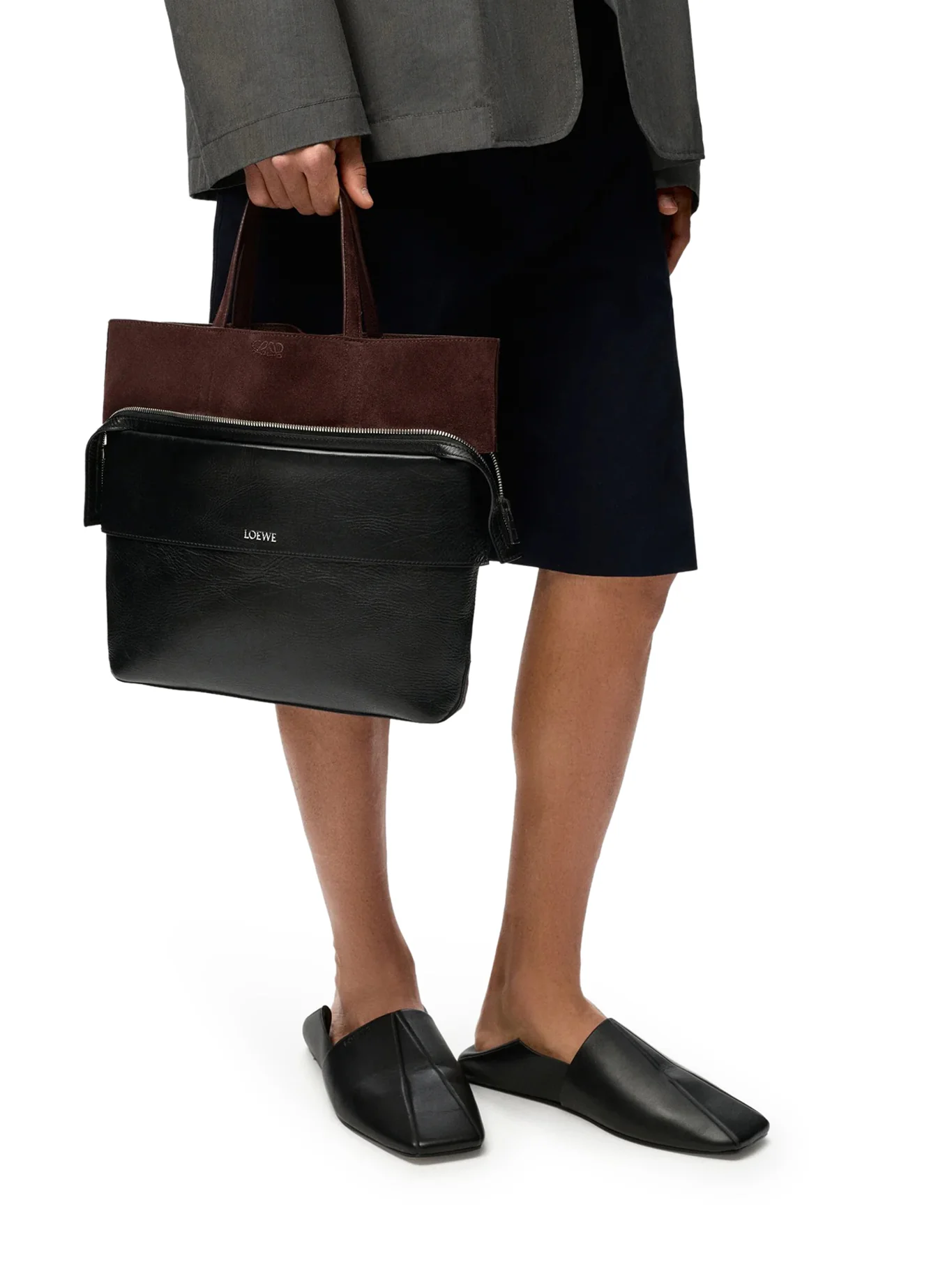 SMALL SWITCH TOTE BAG IN PAPER-EFFECT CALFSKIN AND SUEDE - Image 3