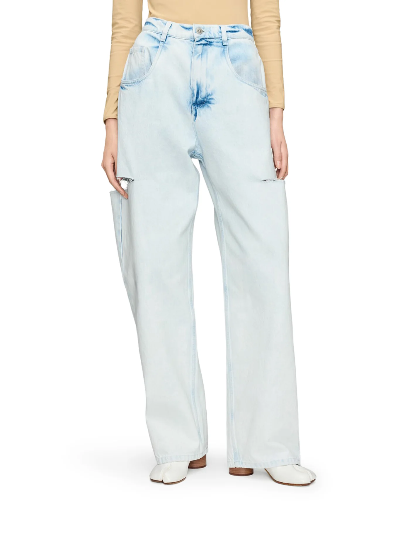WIDE-LEG JEANS WITH DISTRESSED DETAILS - Image 2