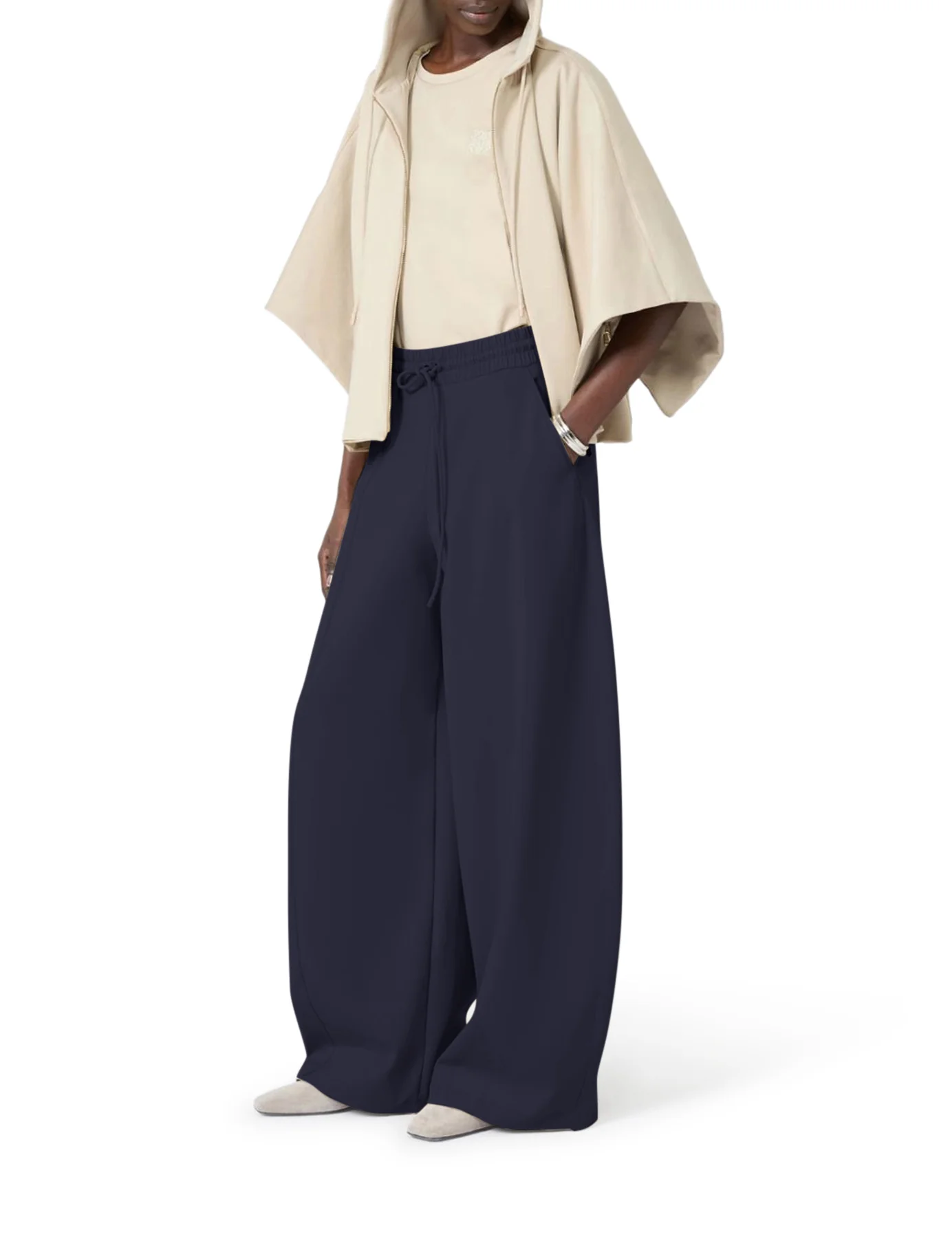 BARREL LEG PANTS IN TECHNICAL COTTON JERSEY - Image 2