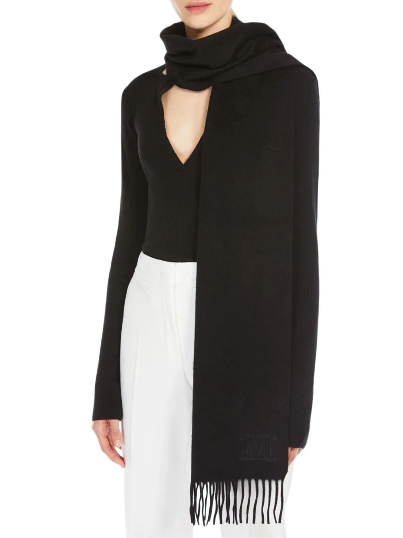 CASHMERE STOLE WITH MONOGRAM EMBROIDERY - Image 2