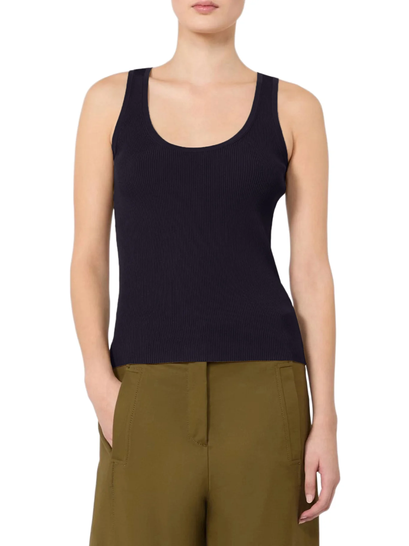 FITTED RIBBED TOP IN VISCOSE CREPE - Image 3